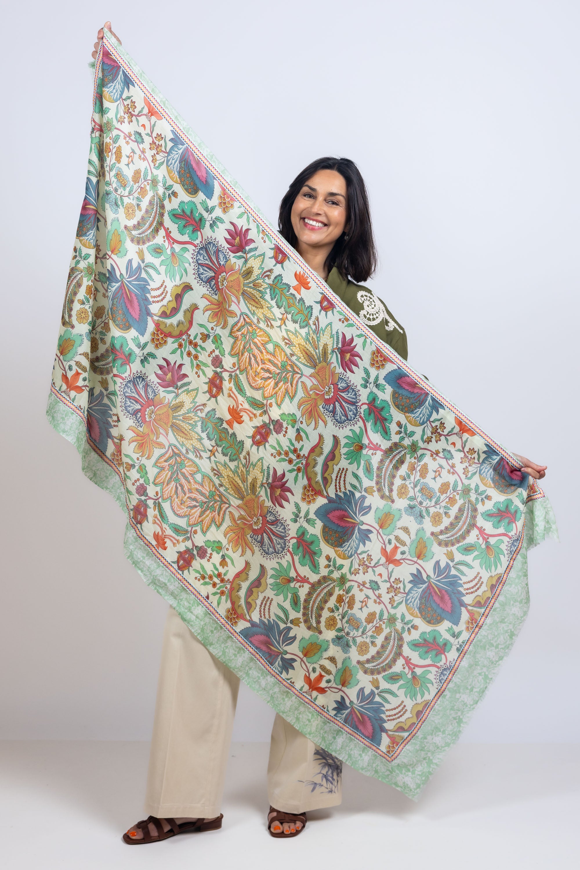 Sjaal met print - Khaki