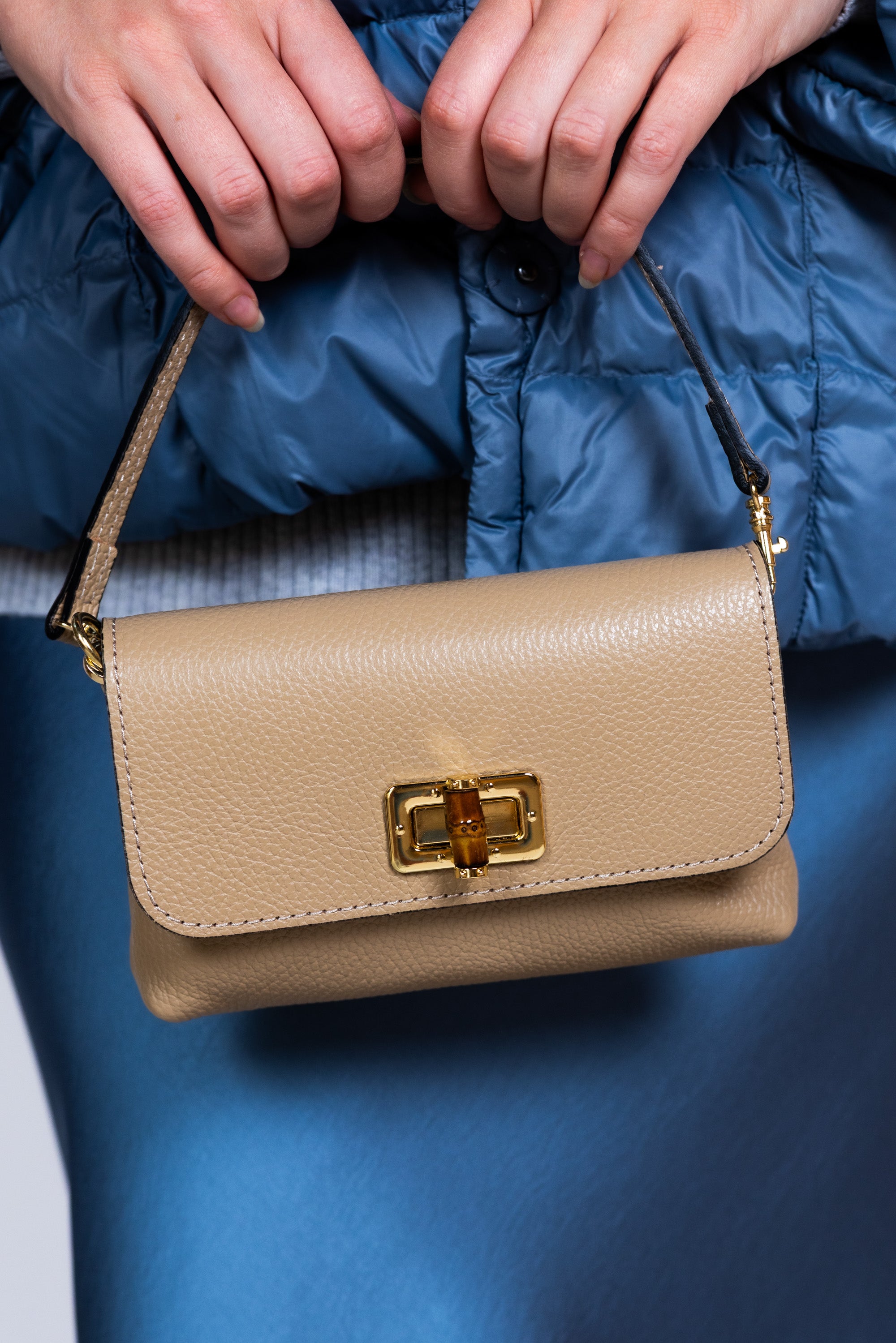 Handtas met sluiting - Taupe
