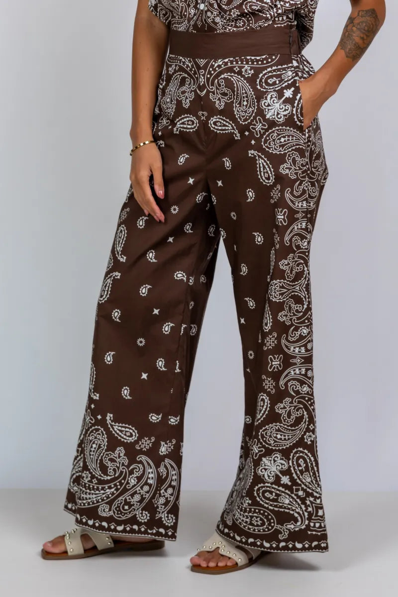 SUNCOO SUNCOO JESSY Wijde broek met print - Bruin