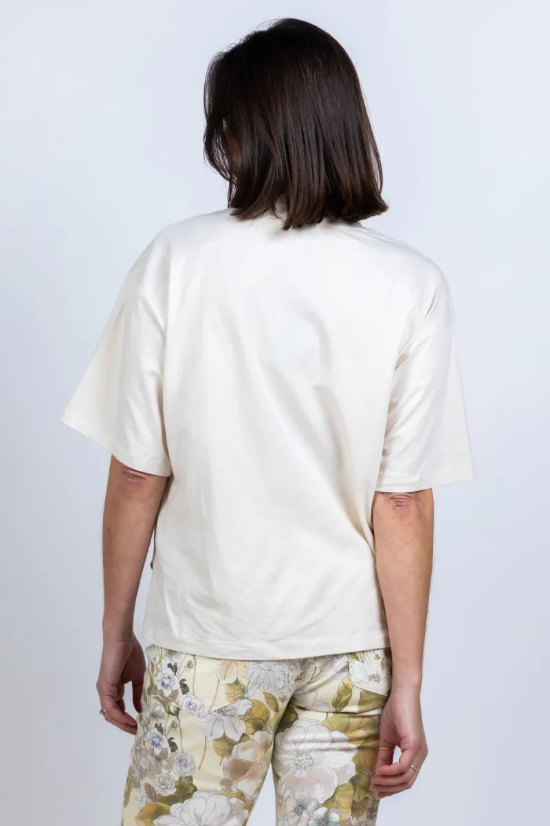 REPEAT REPEAT 500303 T-shirt met ronde hals - Beige
