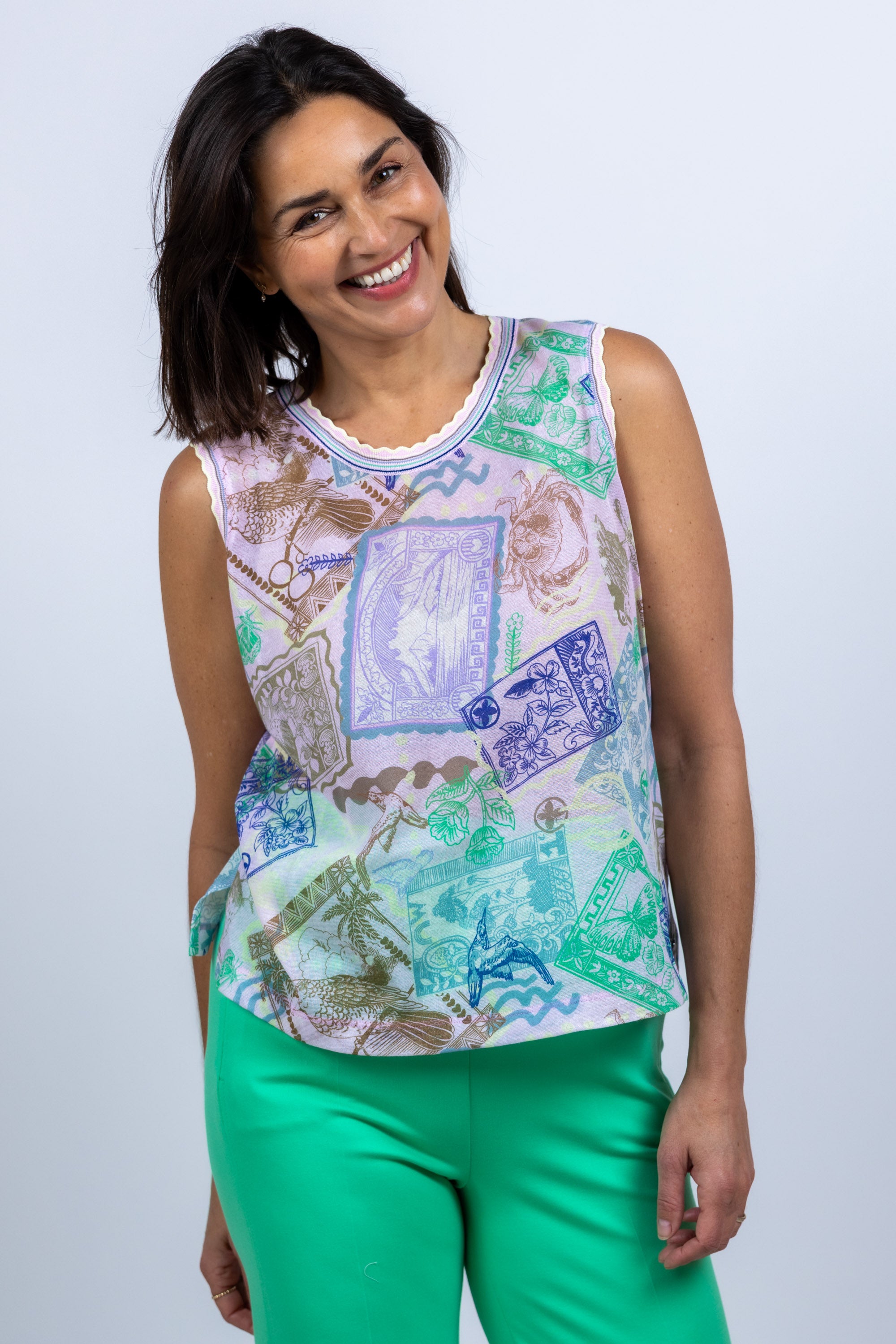 Top met print - Roze