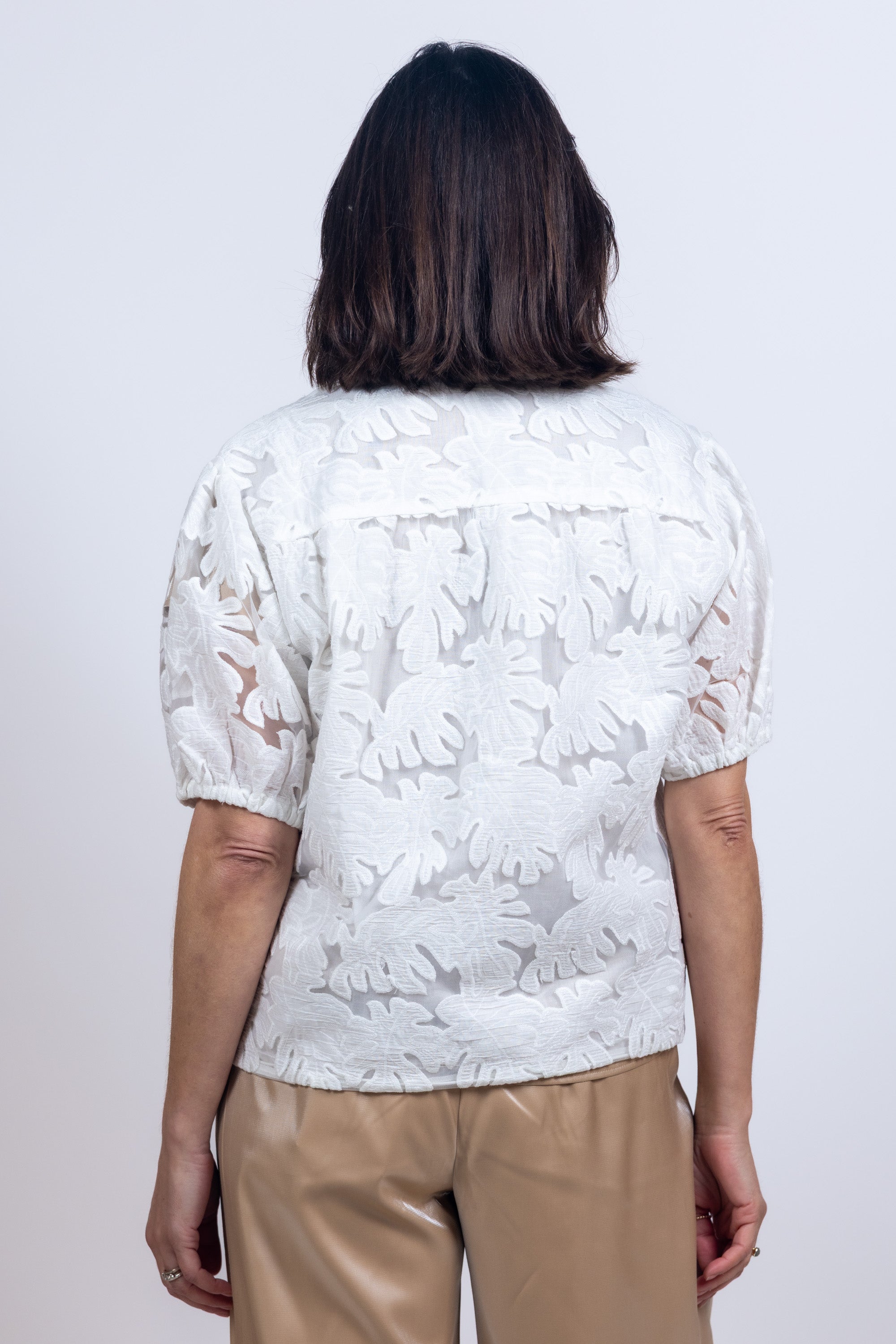 Blouse met borduursel - Ecru