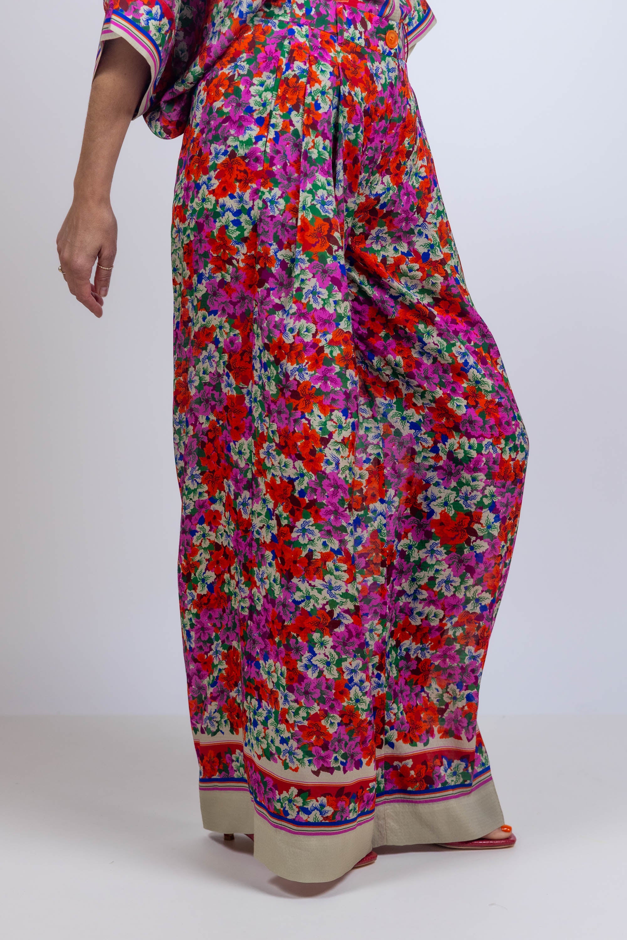 Wijde broek met print - Pink/cyclaam