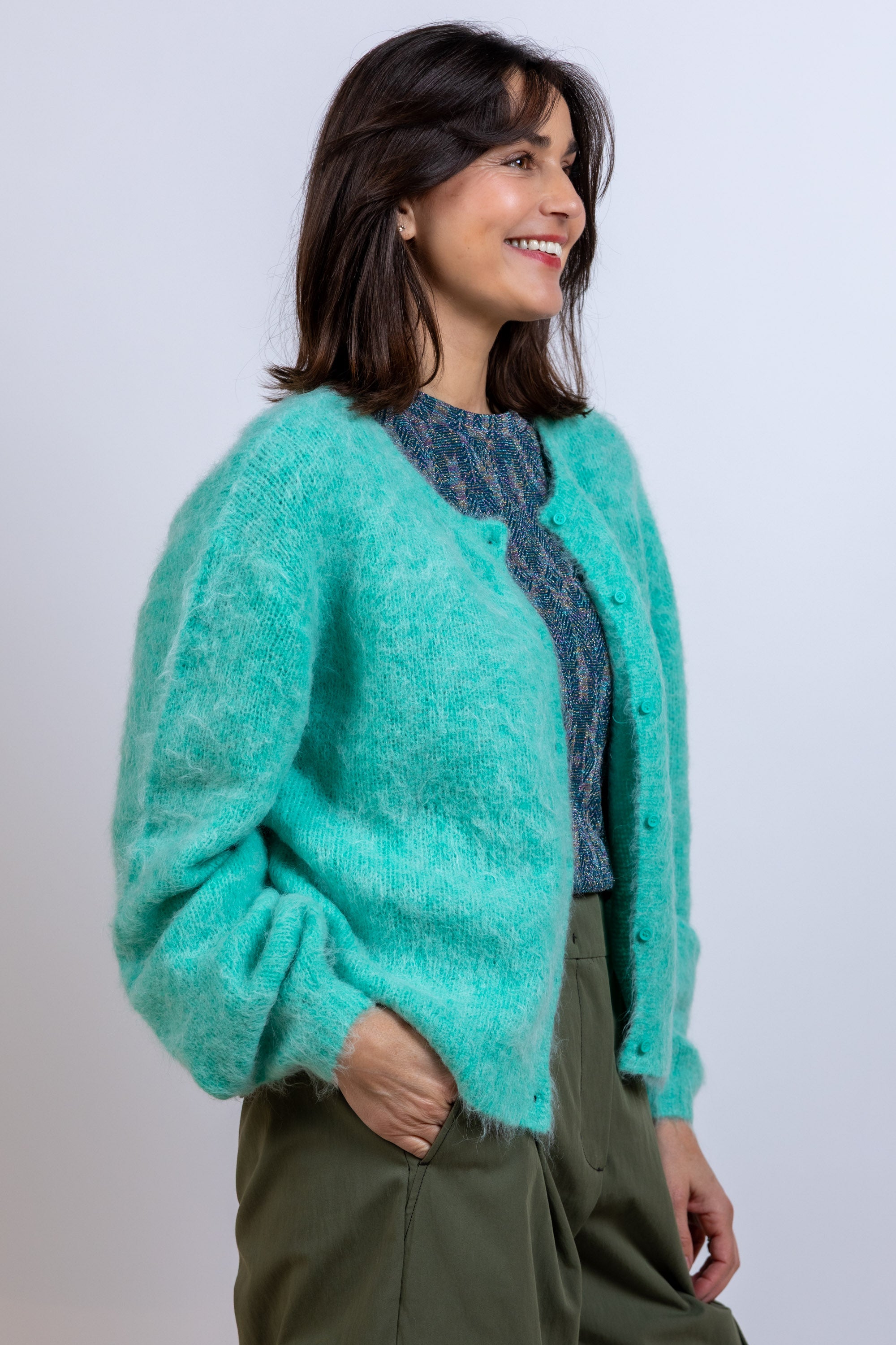 Vest met knopen - Mint