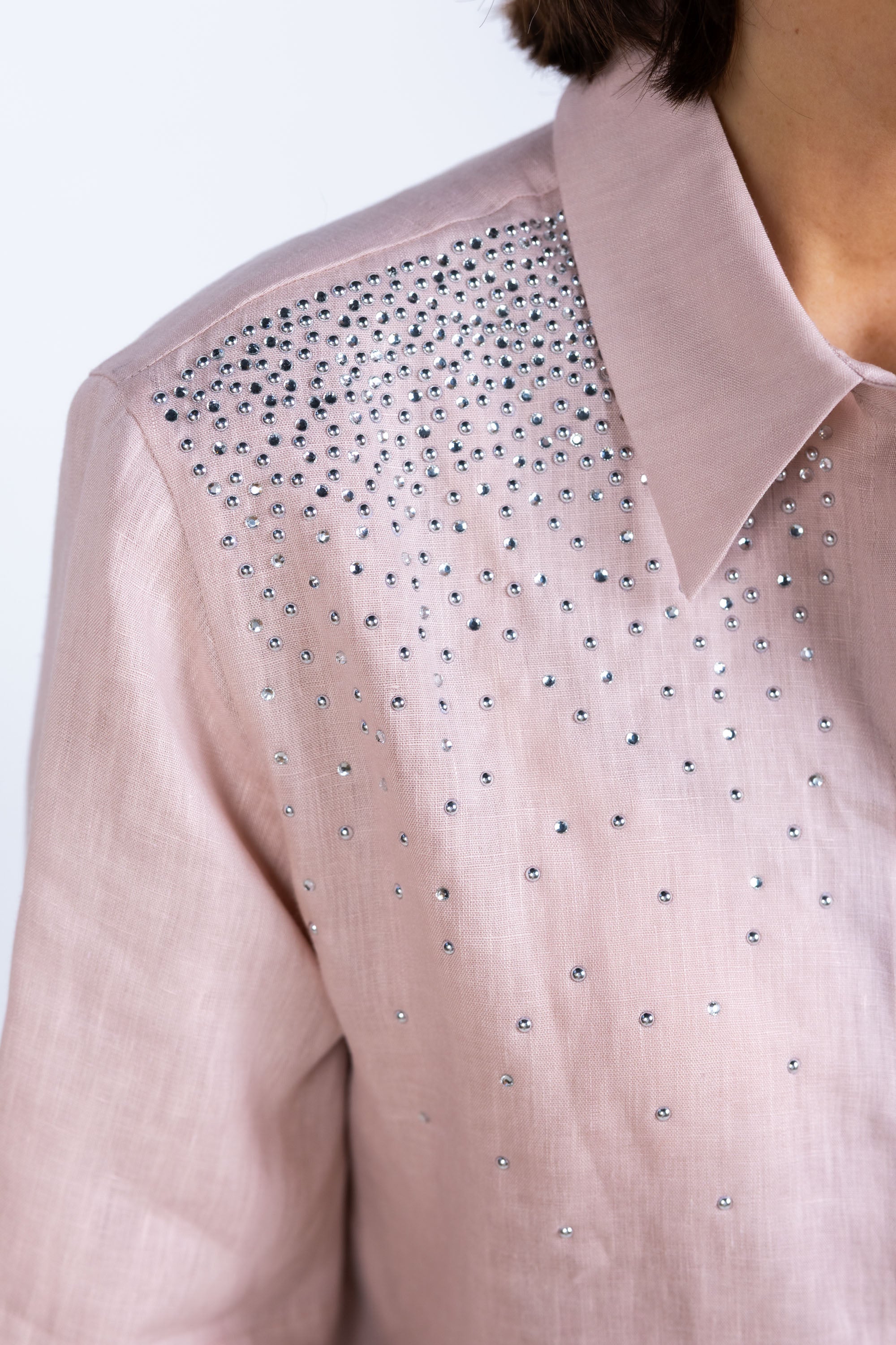 Blouse met studs - Poeder