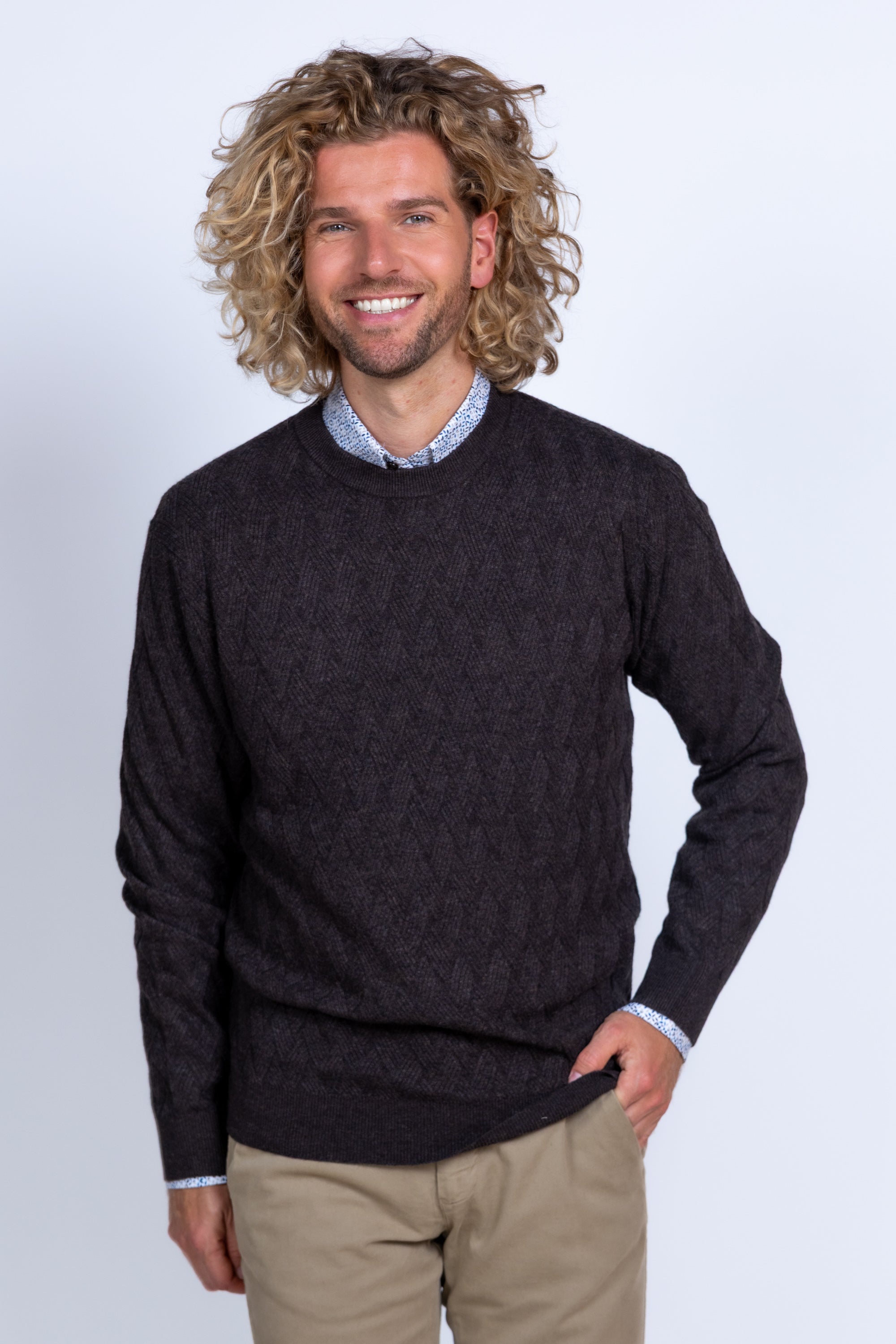 Trui met structuur - Bruin