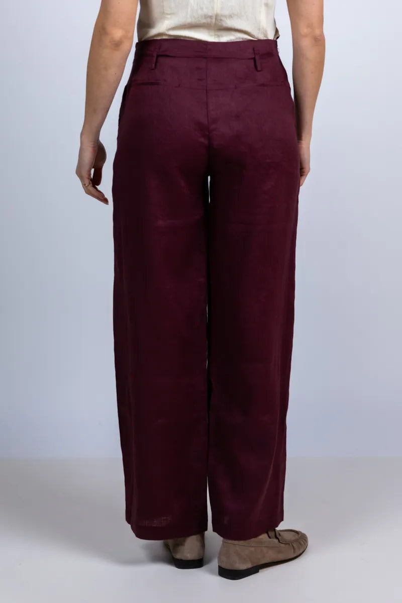JC SOPHIE JC SOPHIE LOIRE Wijde broek met ceintuur - Burgundy