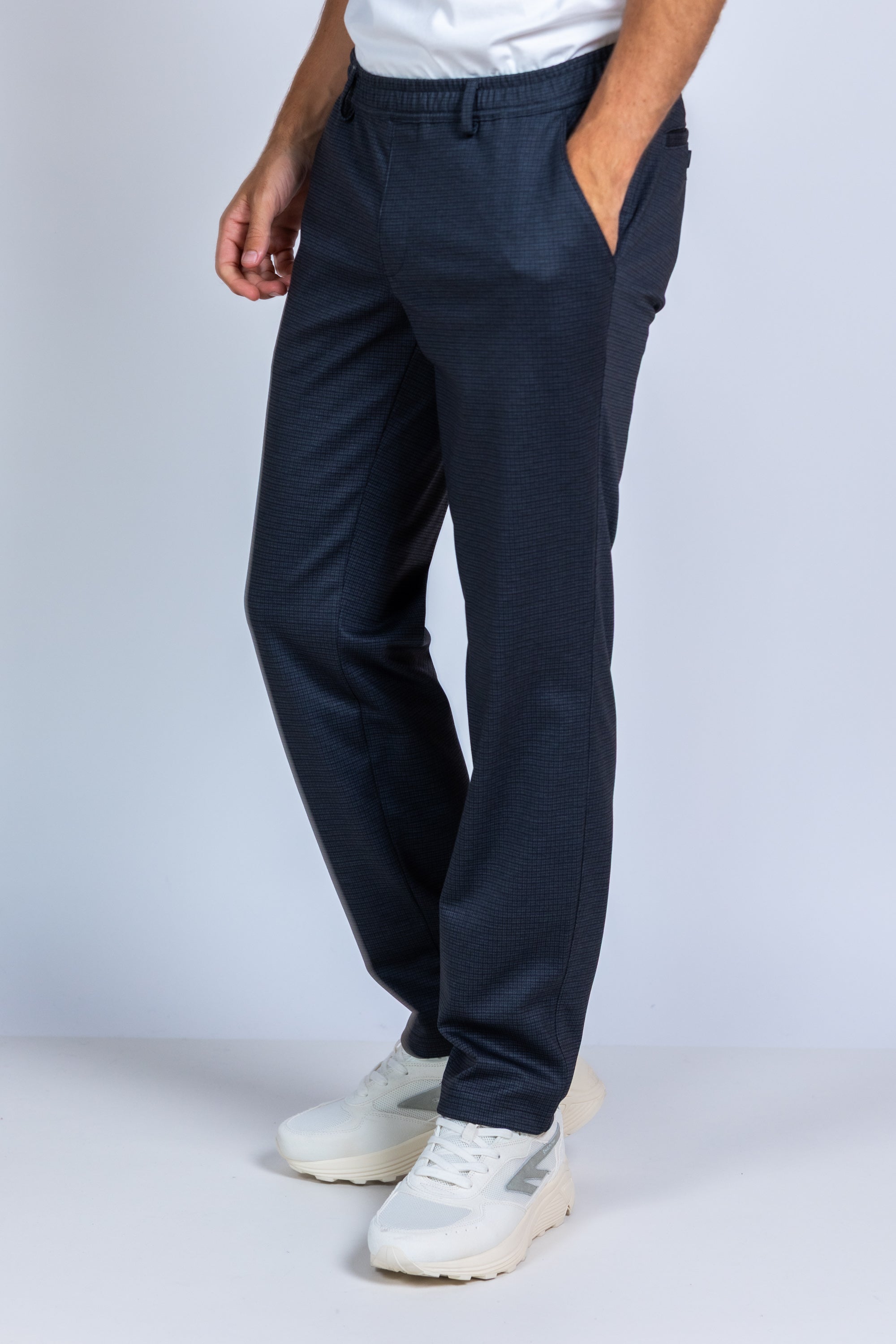 Broek met ruitpatroon - Antraciet