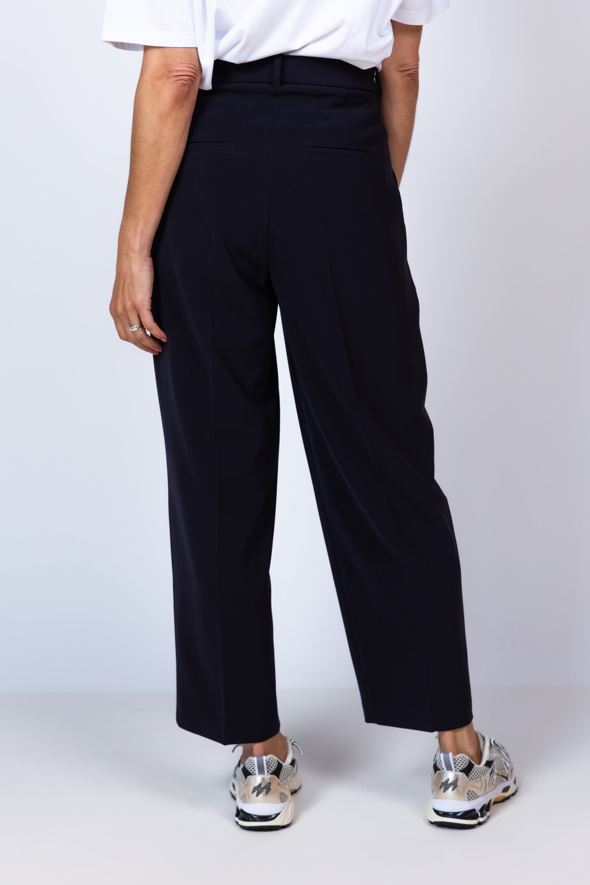 Broek met plooien - Marine