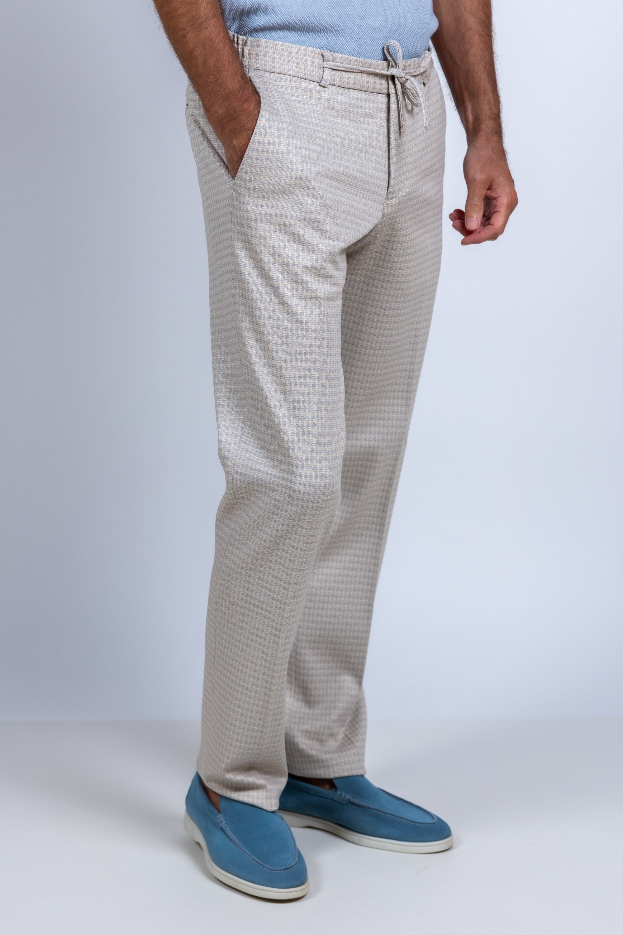 Broek met ruitdessin - Beige