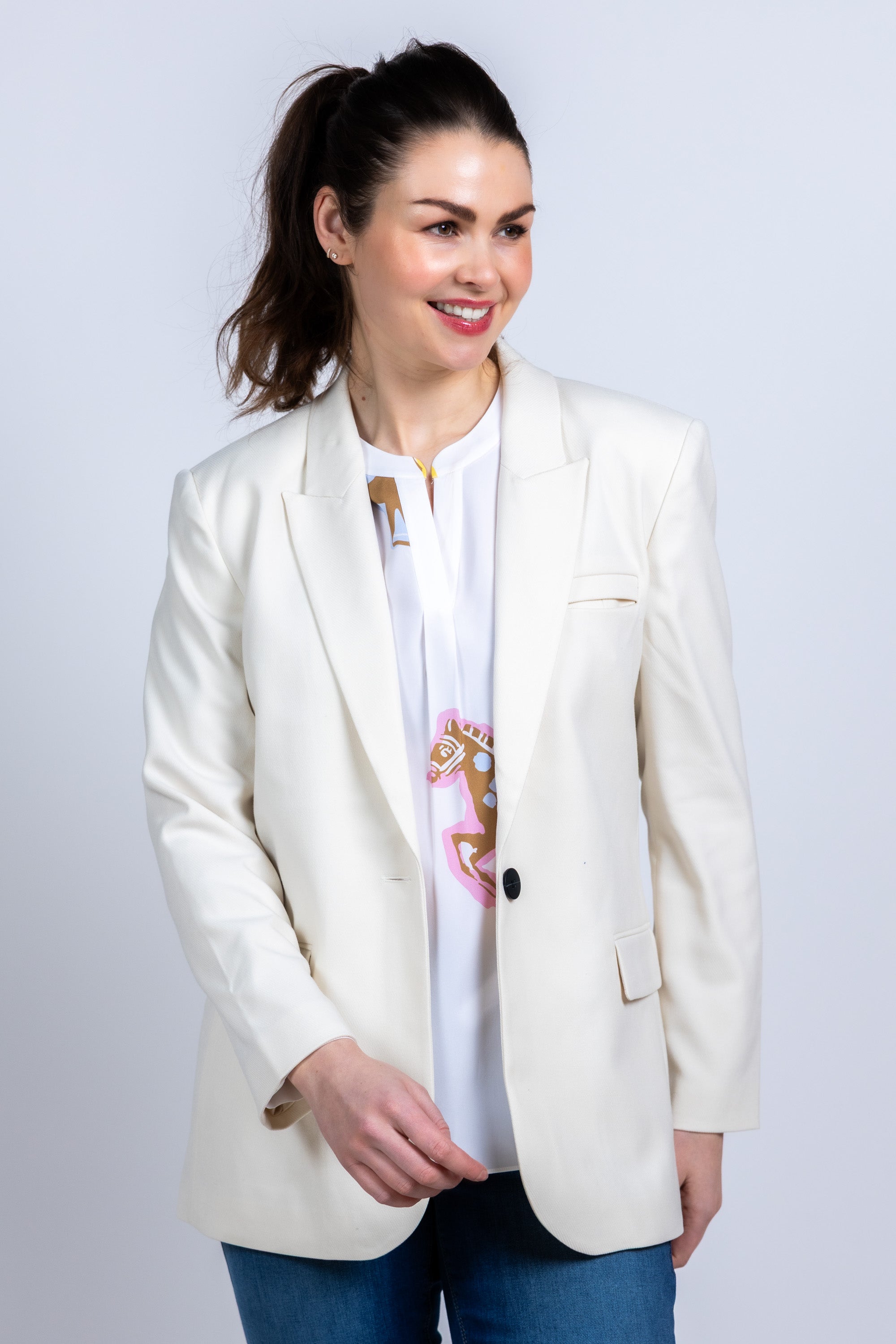 Blazer met knoop - Ecru