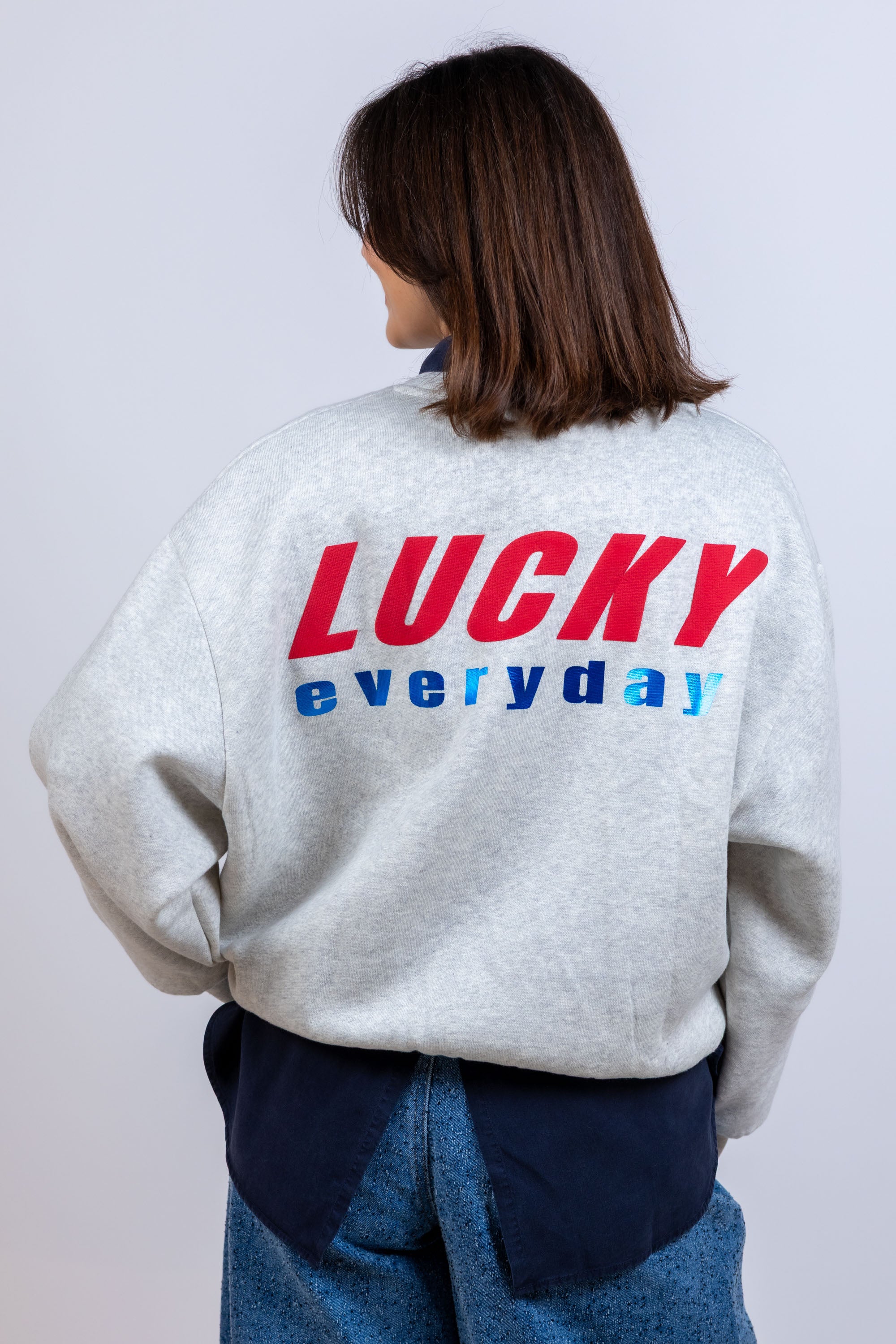 Sweater met logo - Lichtgrijs