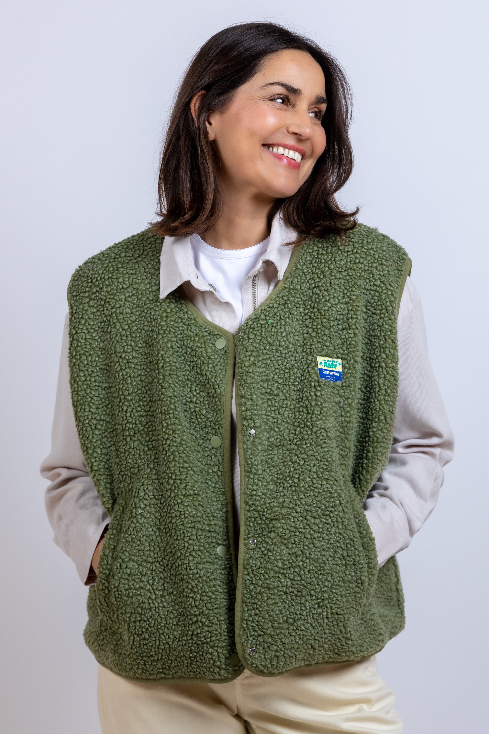 Gilet met knopen - Khaki