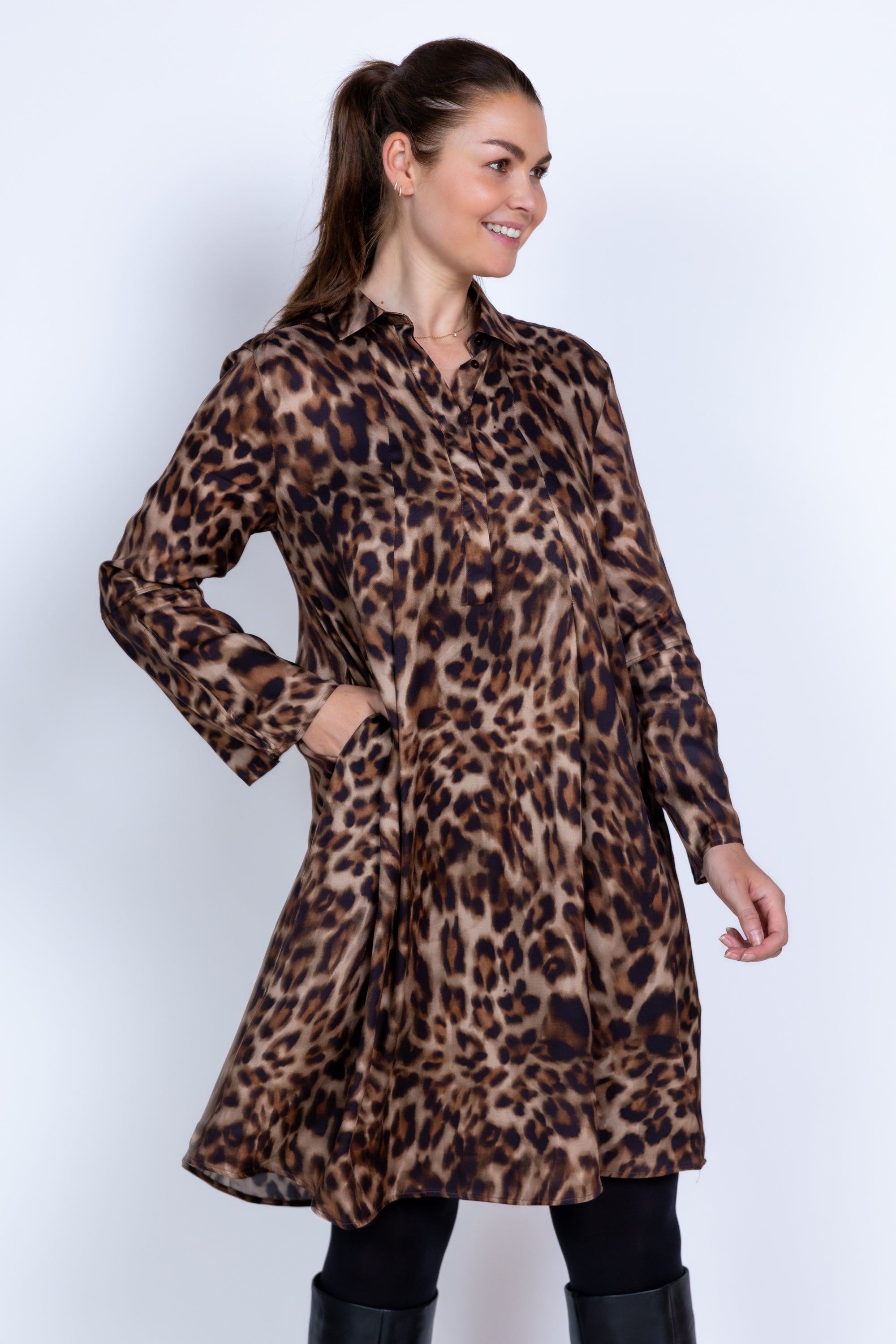 Jurk met print - Bruin