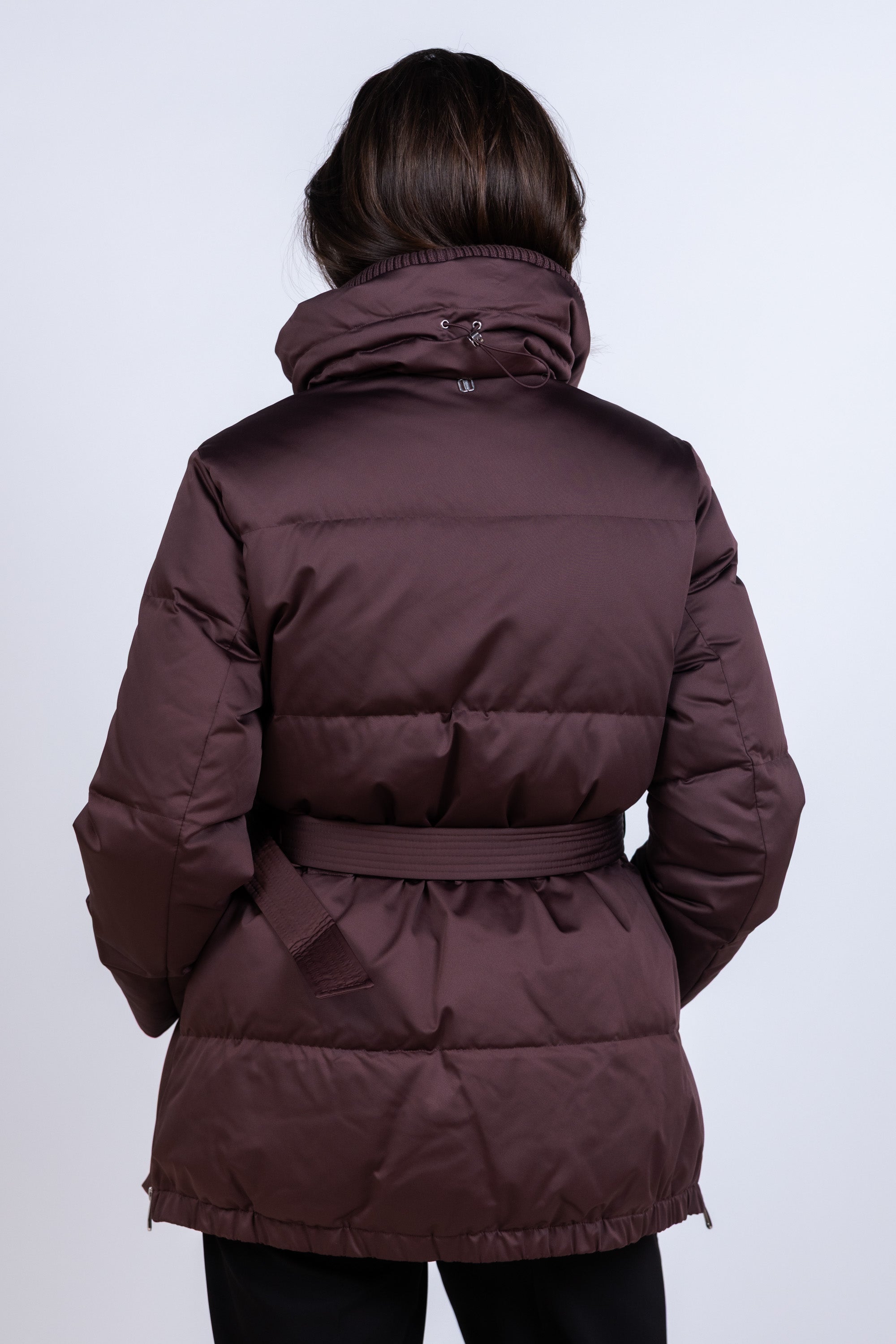 Gewatteerde jas met ceintuur - Burgundy