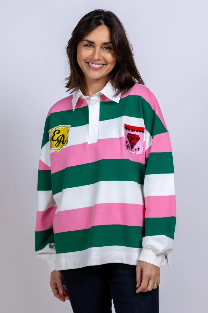 ESSENTIEL ANTWERP ESSENTIEL ANTWERP JOUEUR ESSENTIEL ANTWERP JOUEUR Rugbyshirt met strepen - Smaragd/biljart