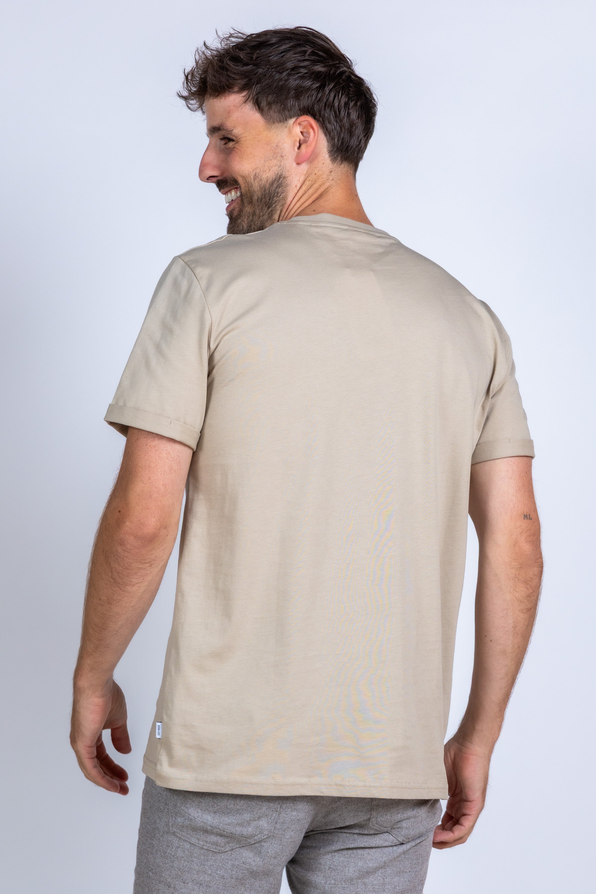 T-shirt met ronde hals - Zand