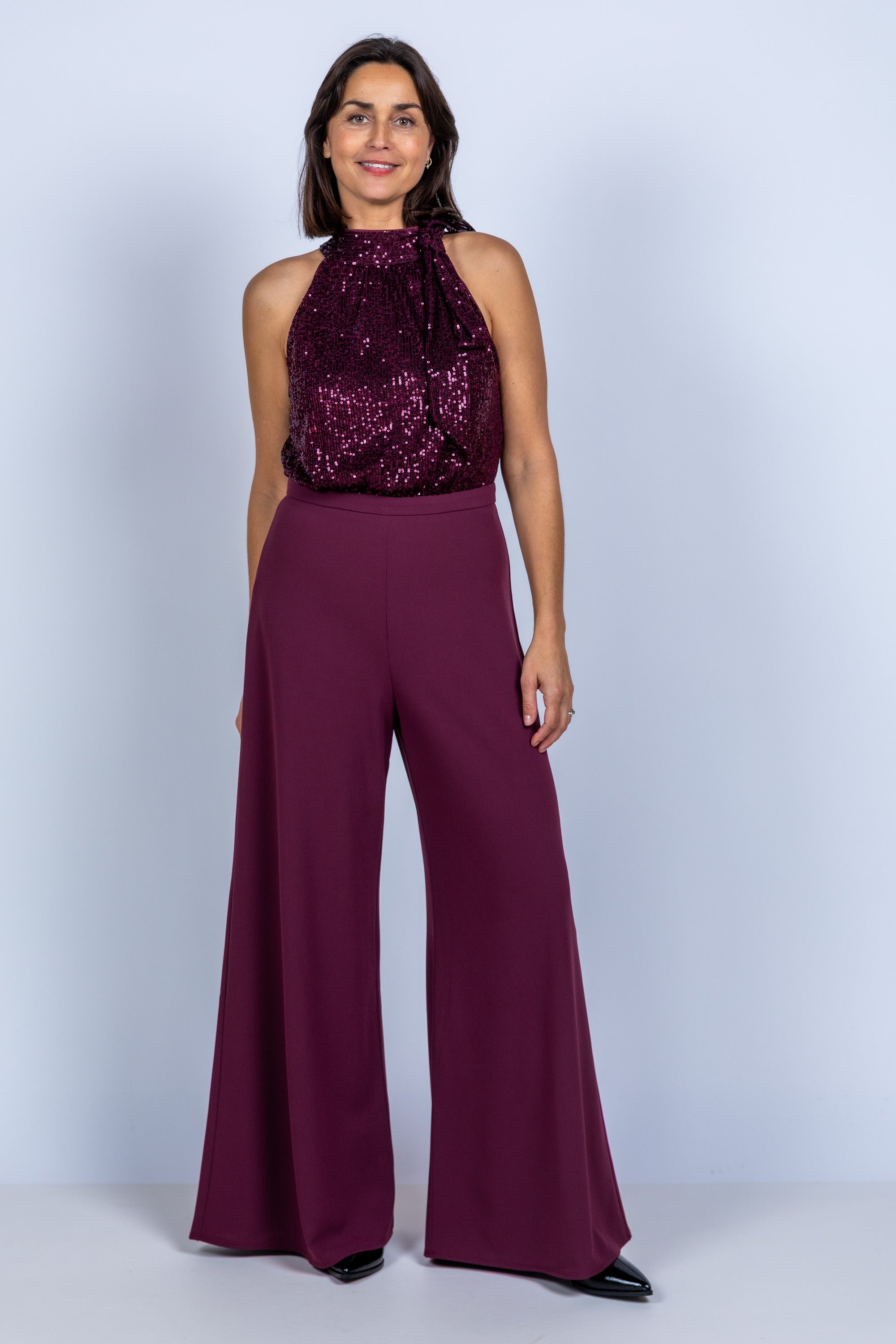 Jumpsuit met glitters - Burgundy