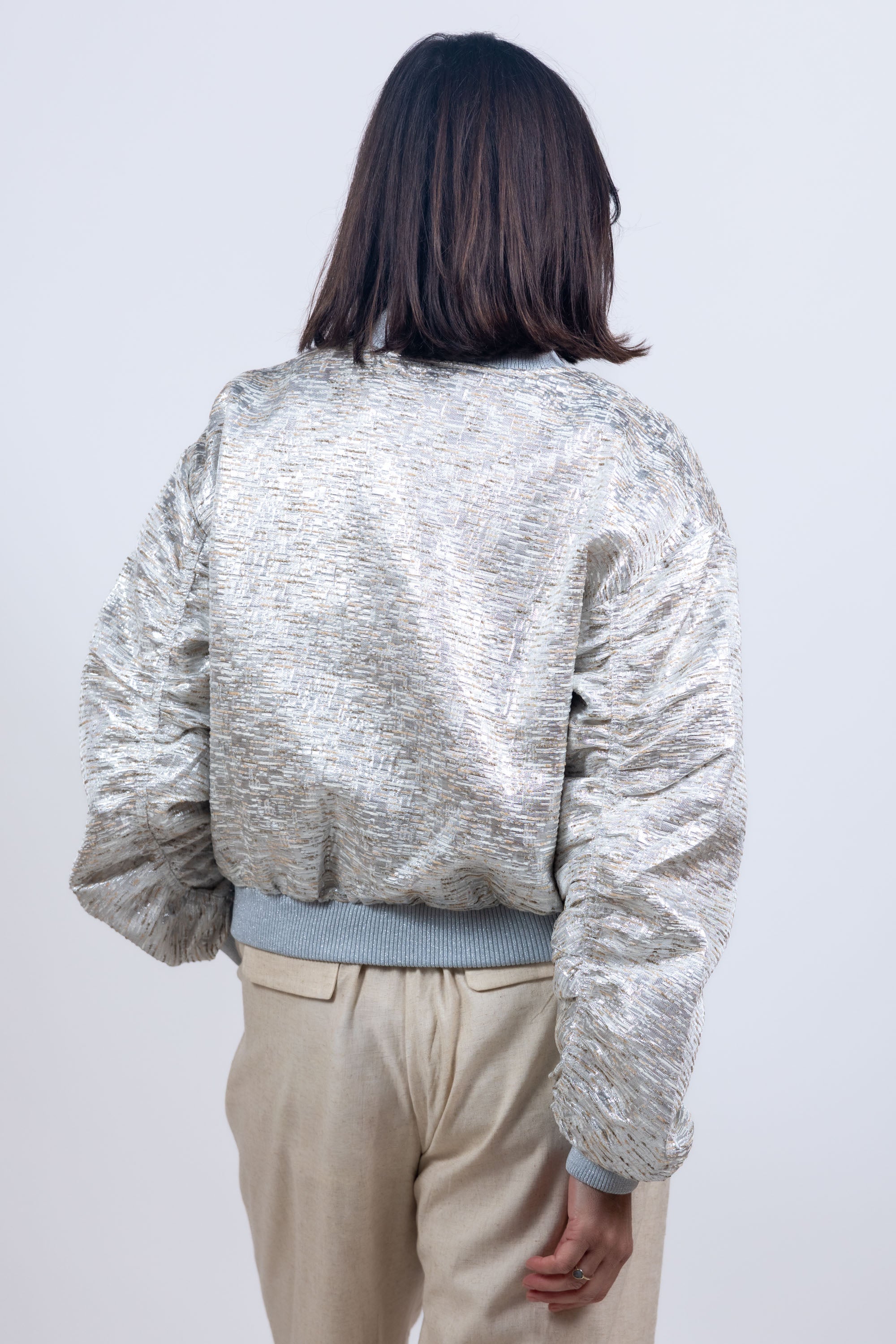 Bomberjack met structuur - Zilver