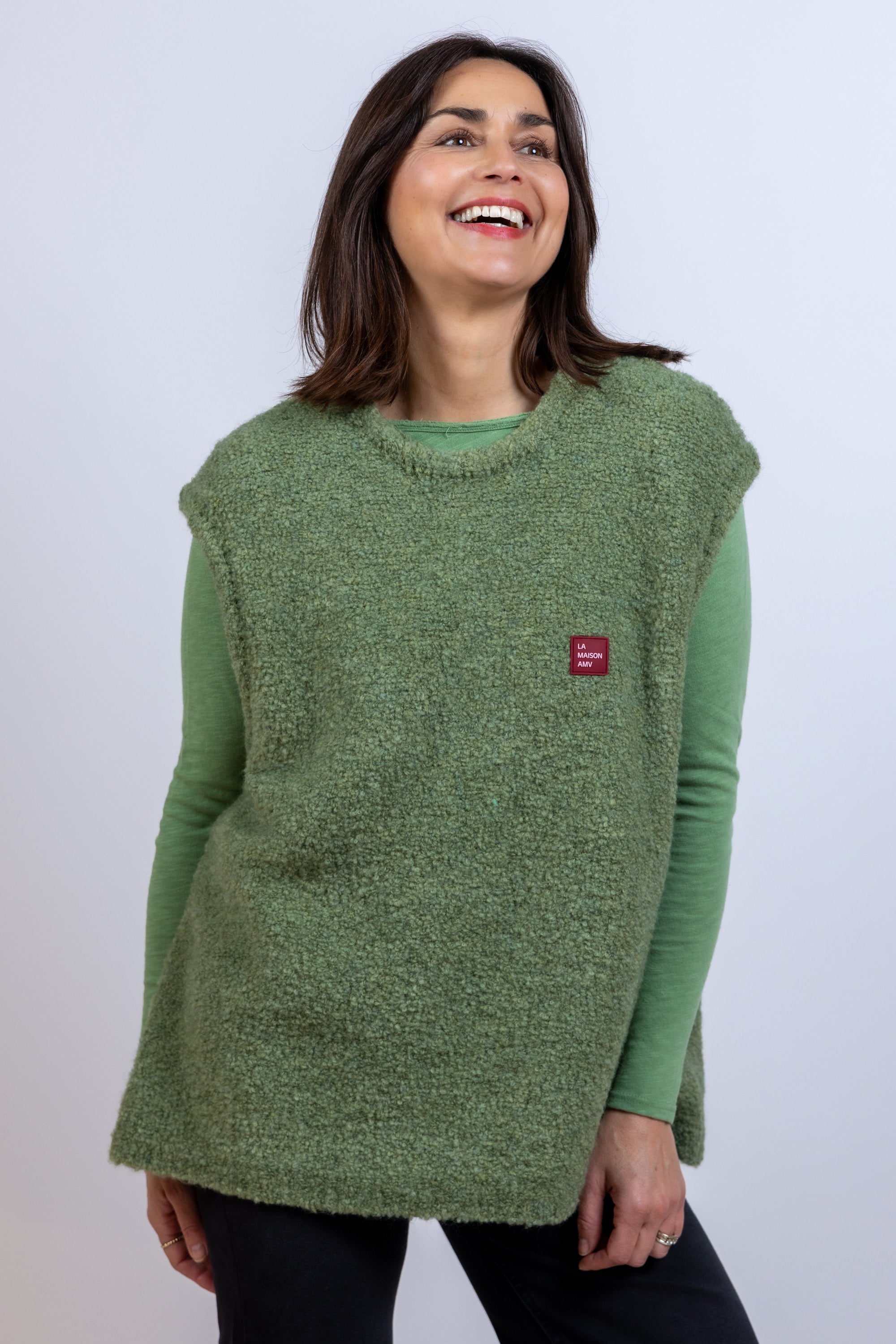 Gebreide spencer - Olijfgroen