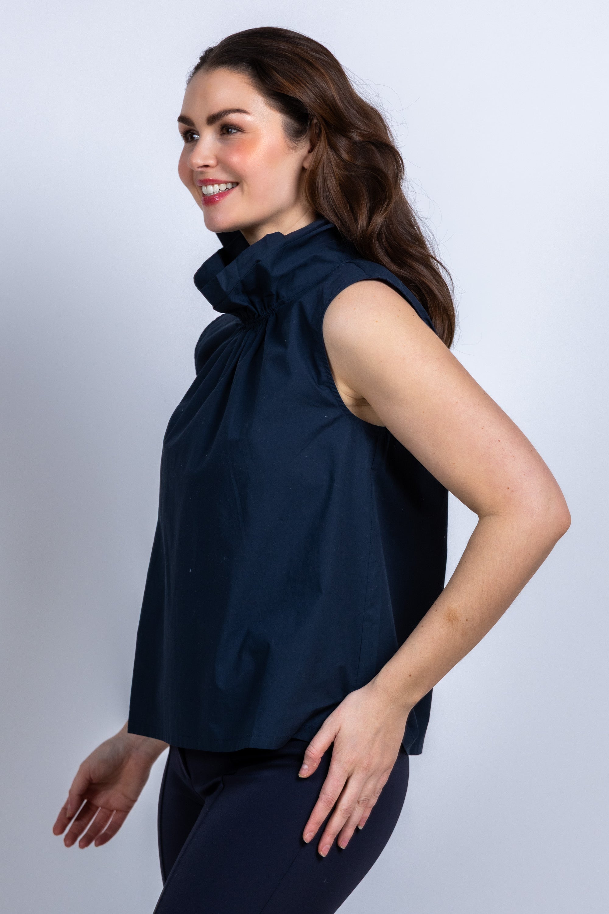 Top met hoge kraag - Marine