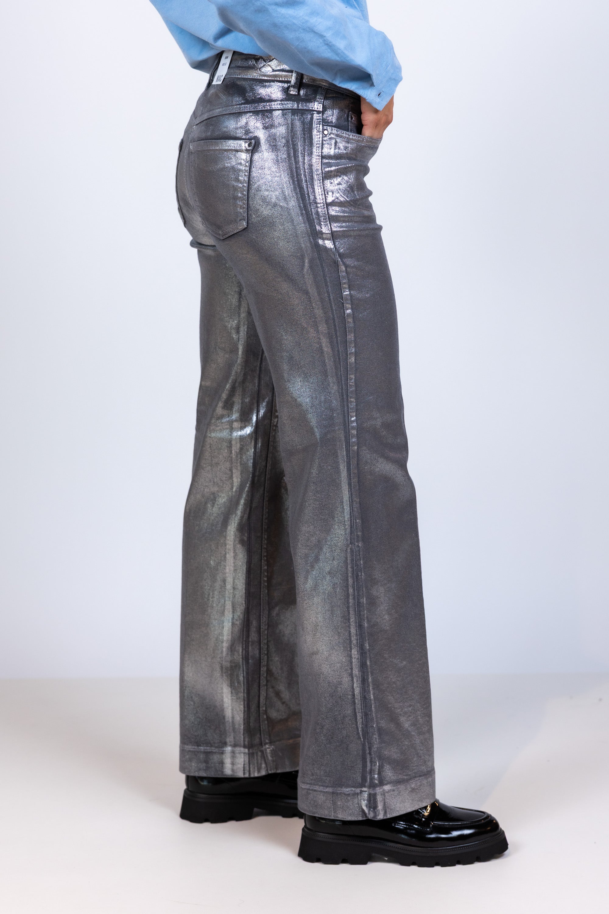 Broek met metallic finish - Zilver