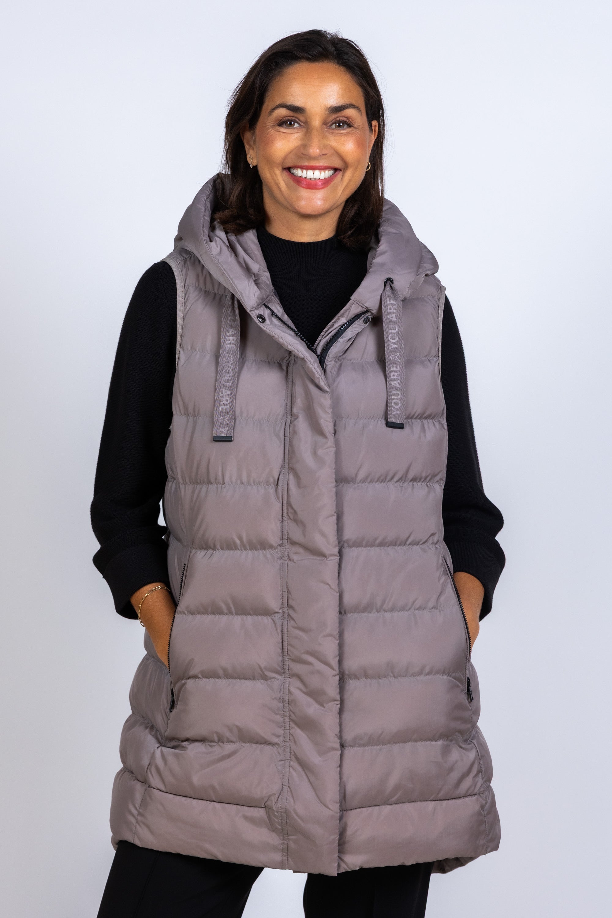 Dons bodywarmer met capuchon - Taupe
