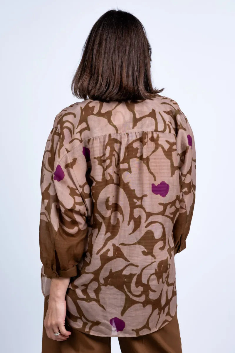 LUISA CERANO LUISA CERANO 238677-3839 Blouse met print - Koffie met melk