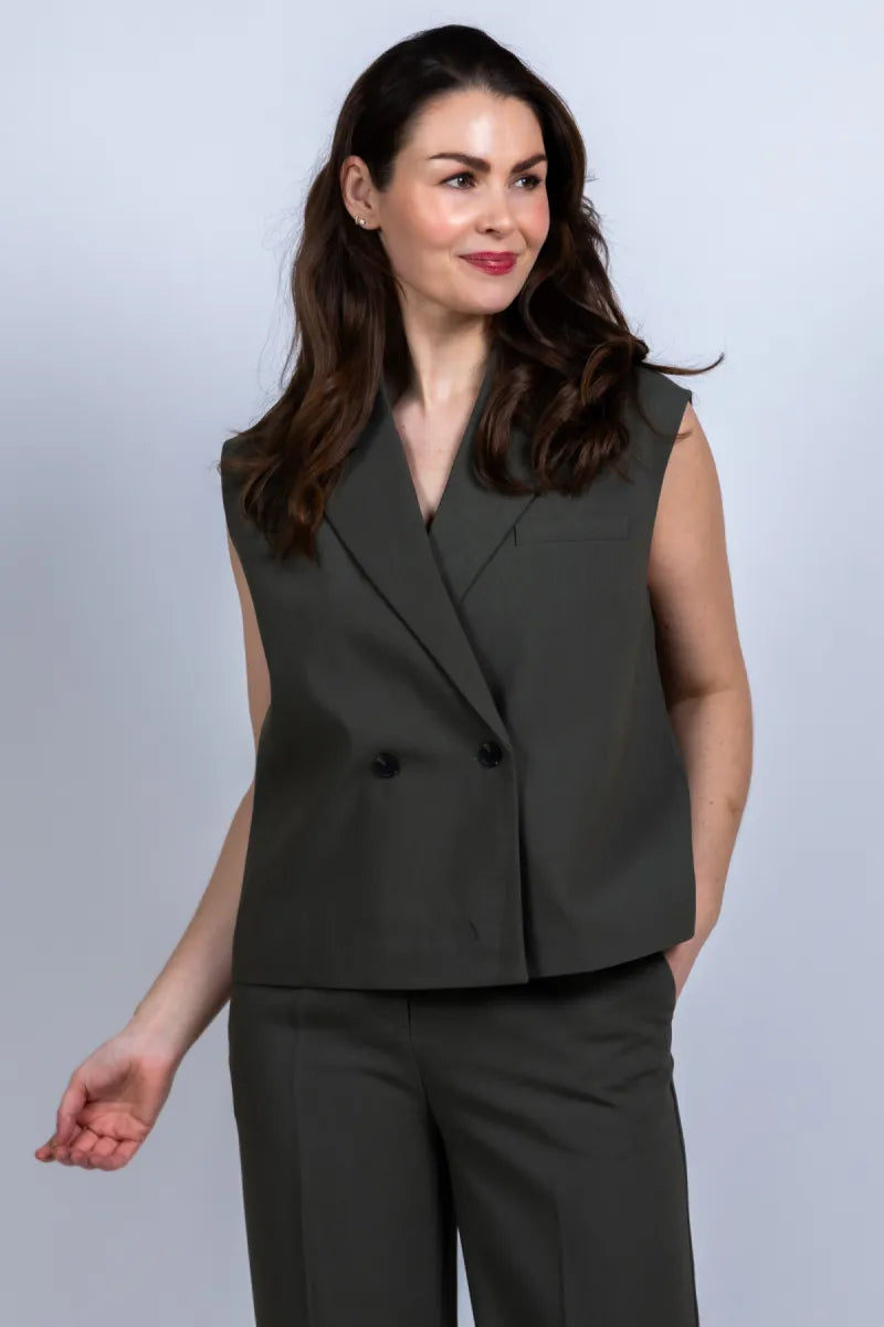 MODSTROM Gilet met knopen - Olijfgroen