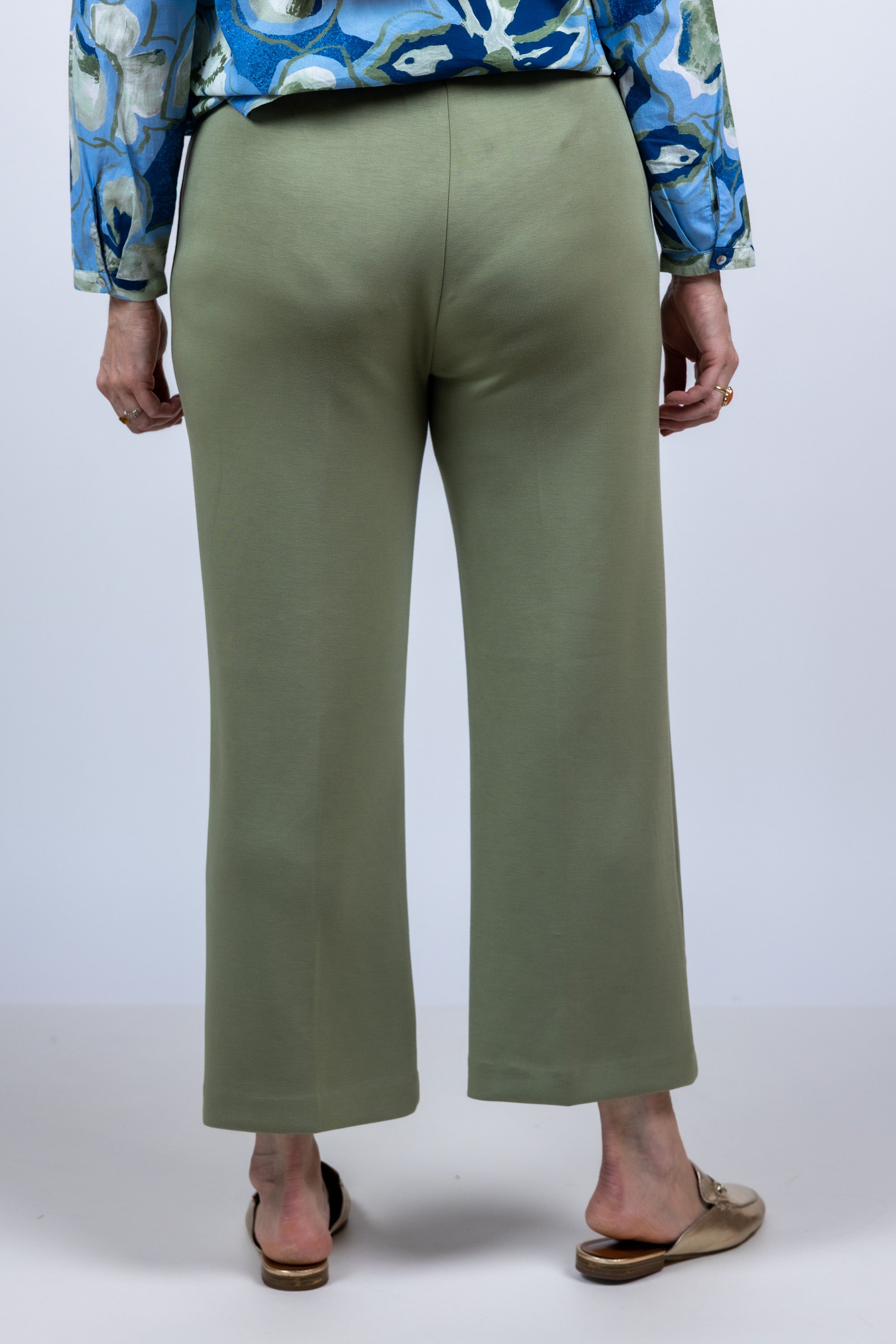 Broek met elastische taille - Olijfgroen
