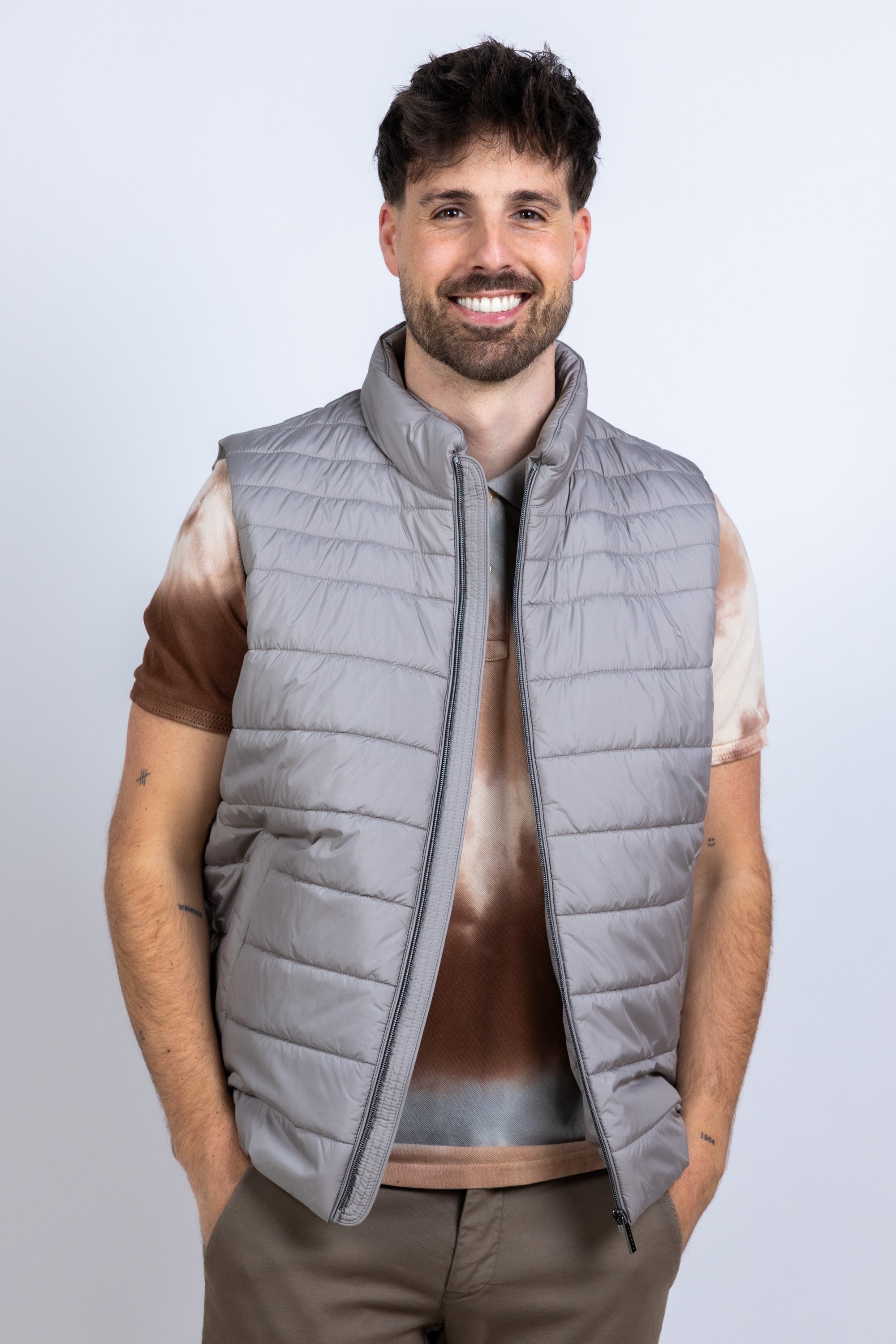 Gewatteerde bodywarmer - Licht taupe