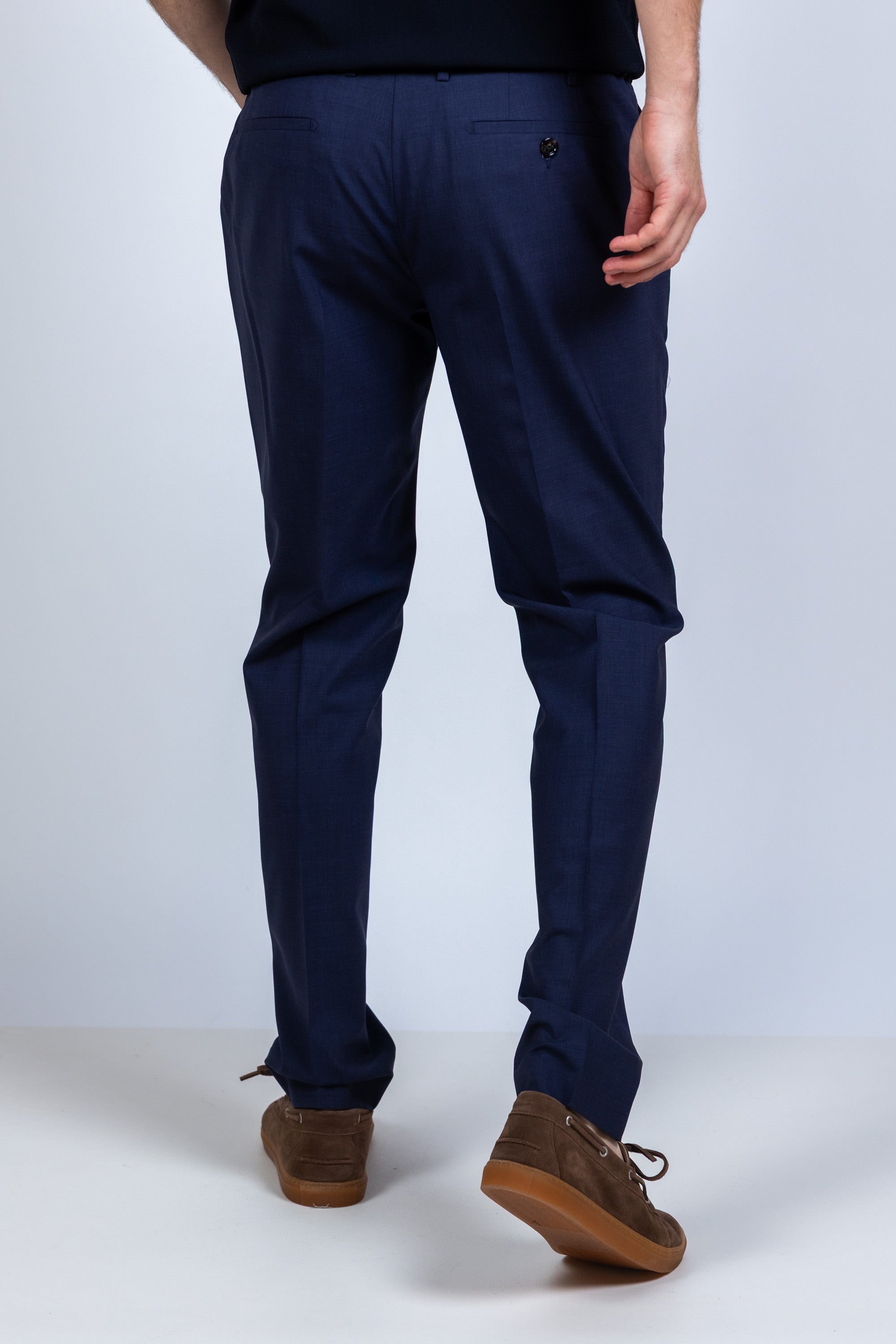 Pantalon met plooien - Marine
