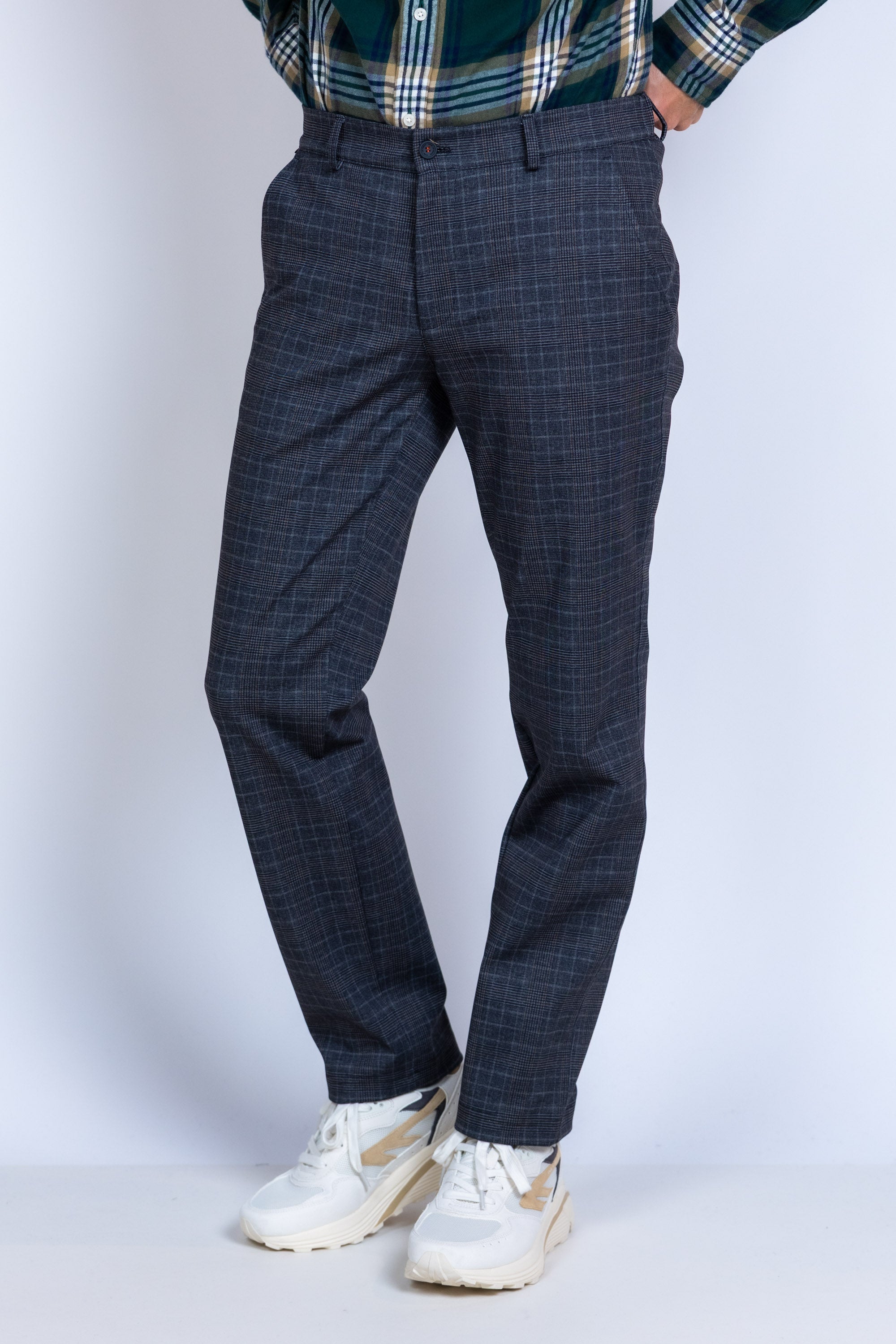 Broek met ruitpatroon - Antraciet
