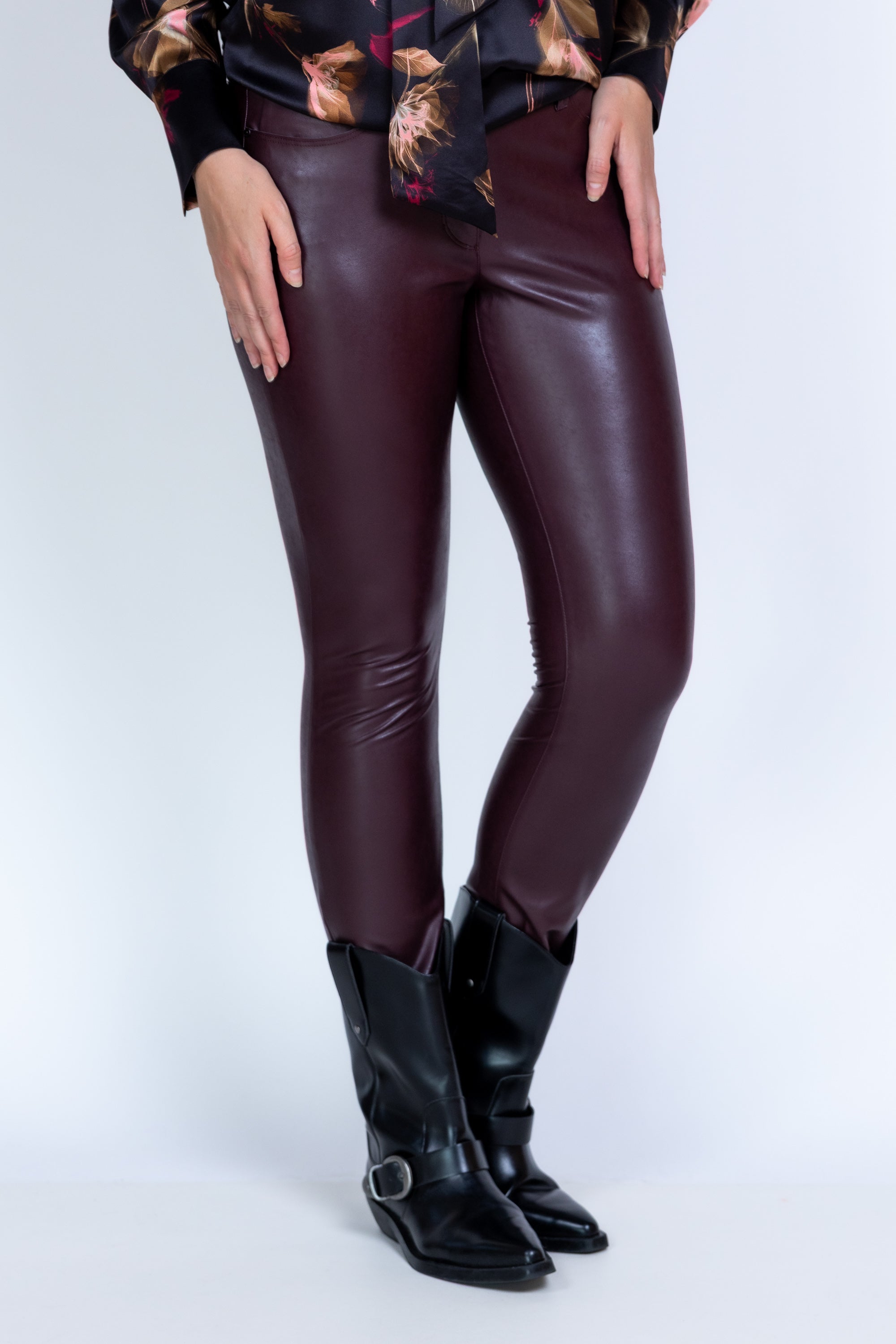 Broek met coating - Mauve/aubergine