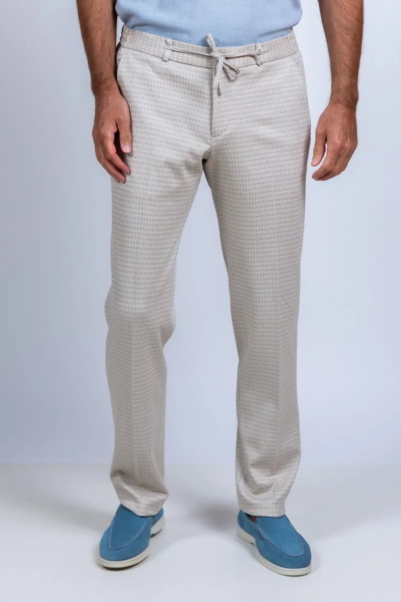 ZUITABLE ZUITABLE Spartaflex-261655 Broek met ruitdessin - Beige