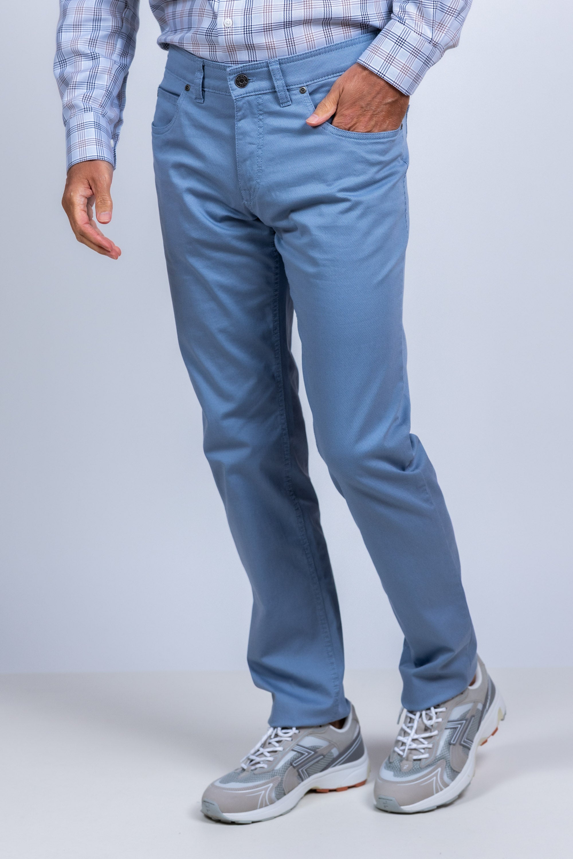 Broek met knoop - French blue