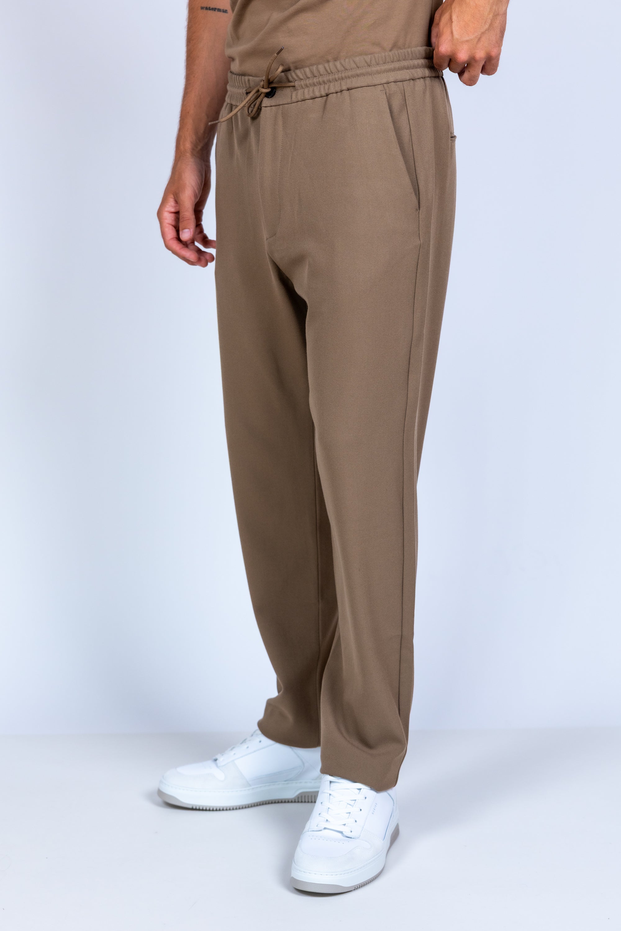 Broek met elastische taille - Camel