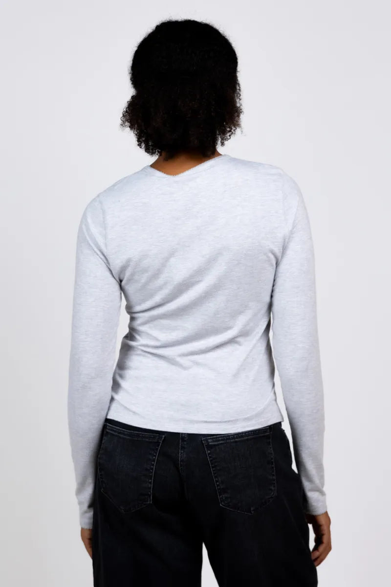 MIREIMARIE MIREIMARIE PIERRE Longsleeve met sierrandje - Lichtgrijs