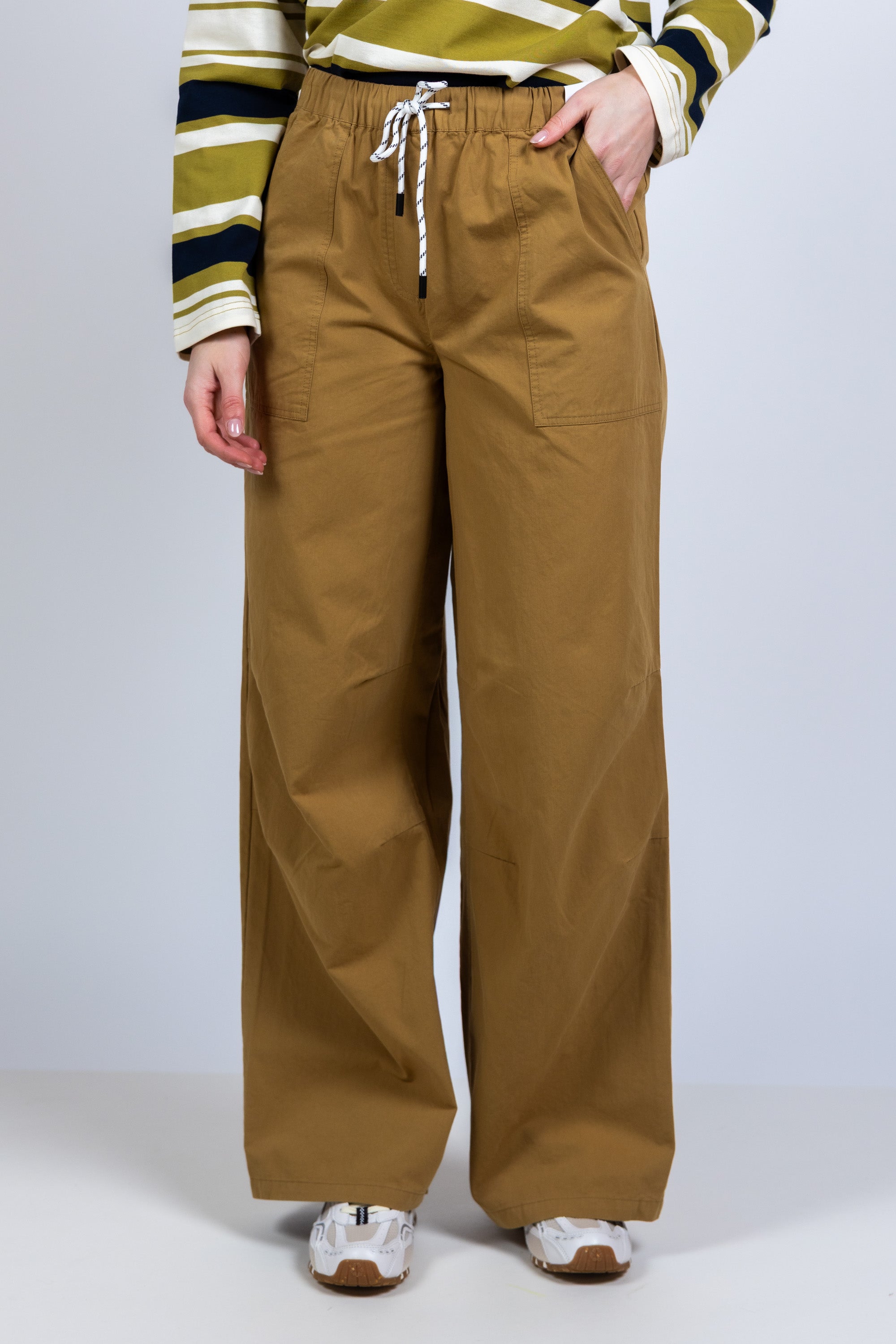 Wijde broek met koord - Safaribeige