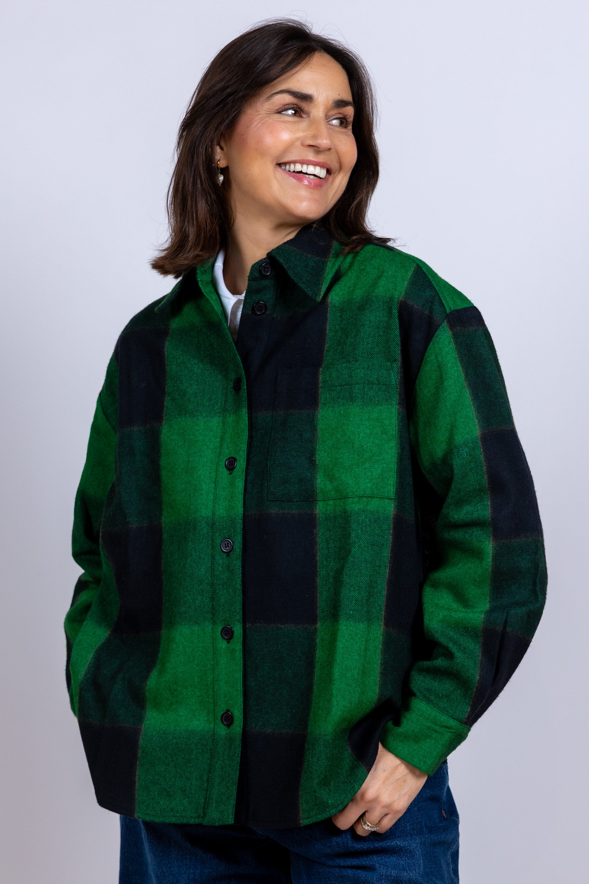 Blouse met ruit - Smaragd/biljart