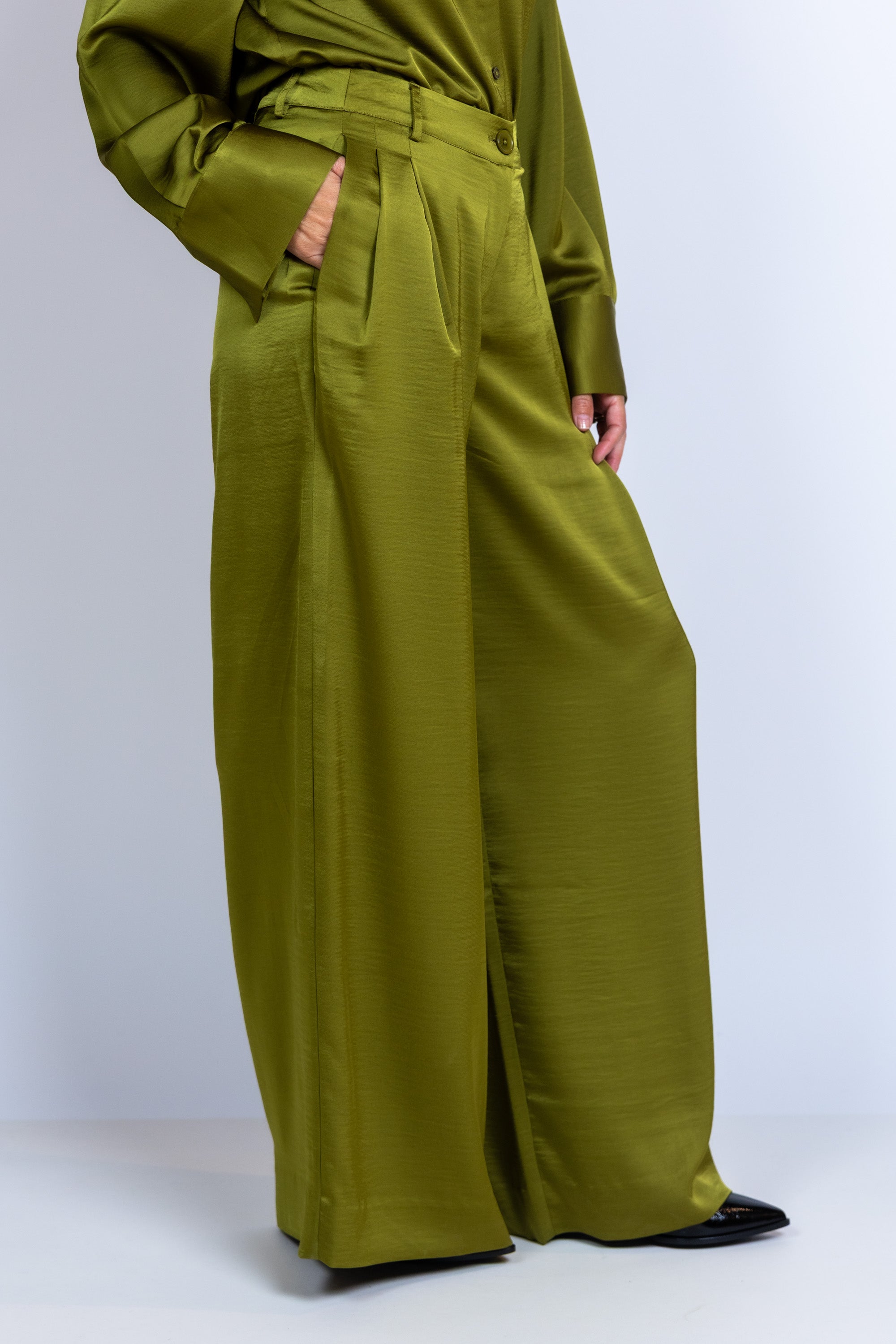 Wijde pantalon - Appelgroen