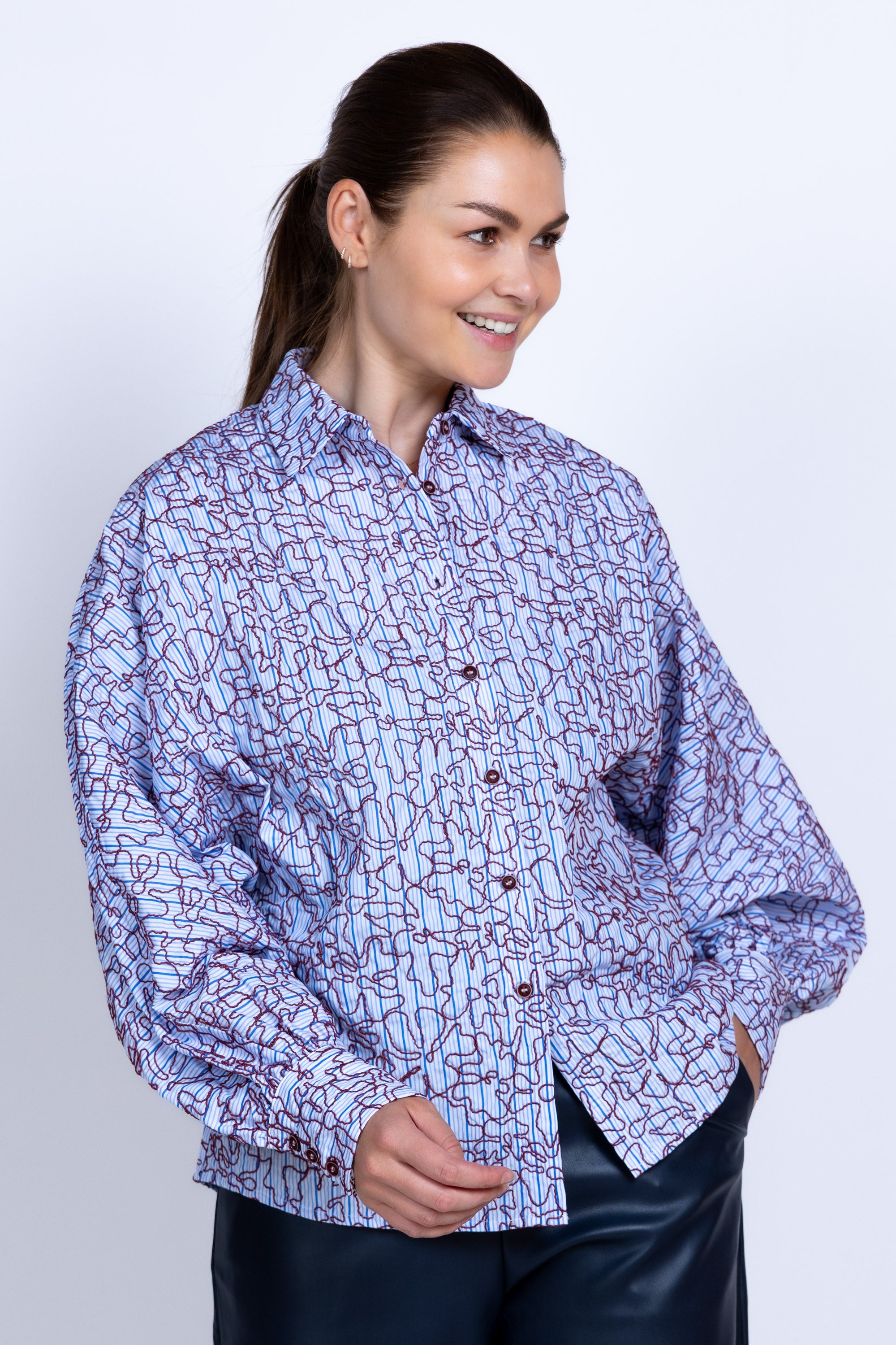 Blouse met print - Bleu