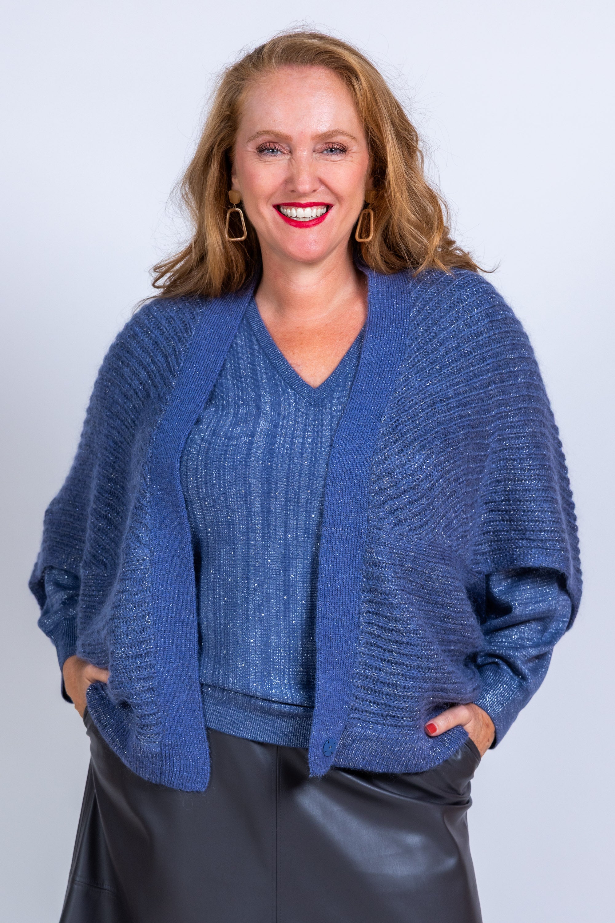 Vest met glitters - French blue