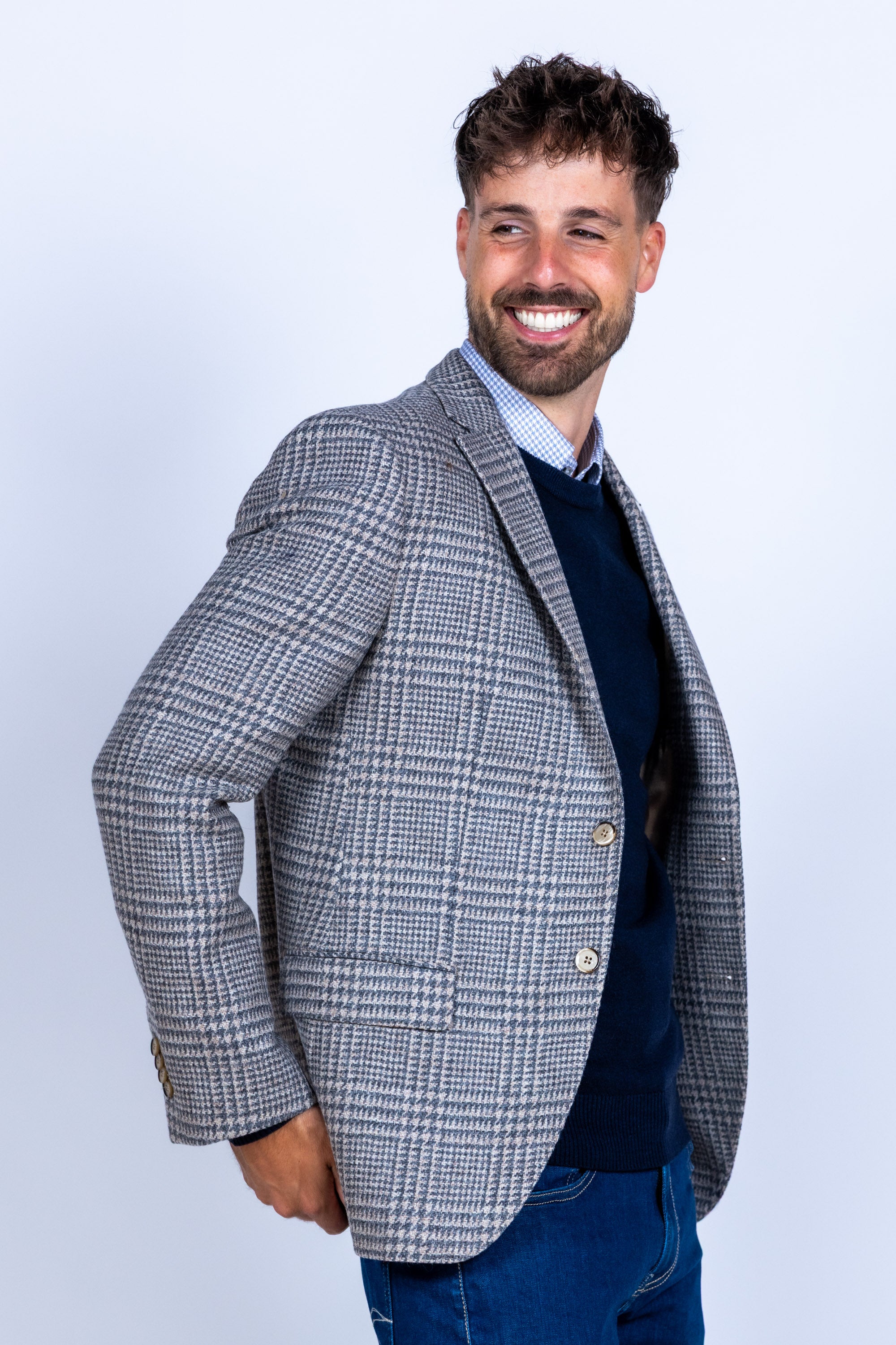 Blazer met ruit - Donkergrijs