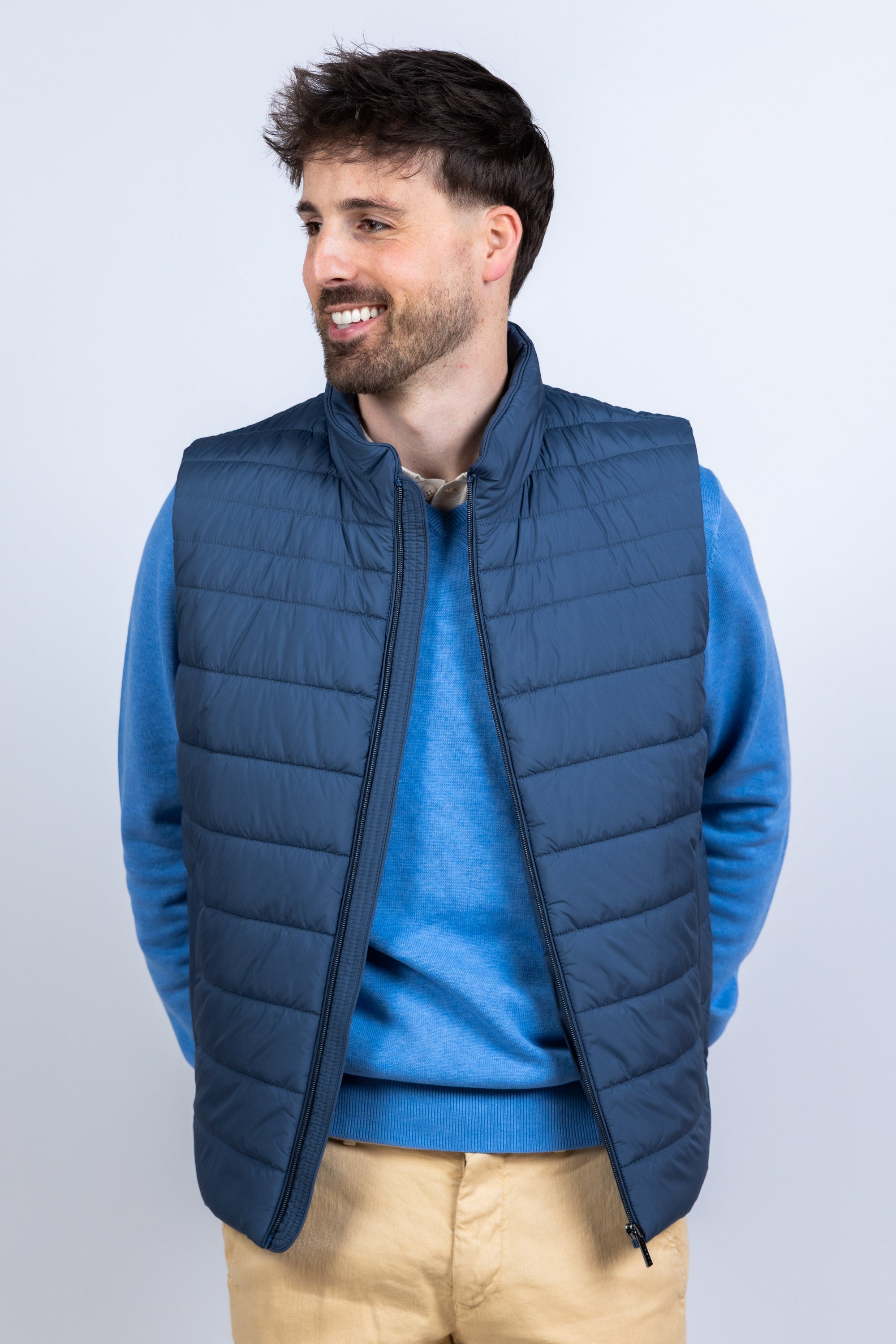 Bodywarmer met rits - Blauw/grijs