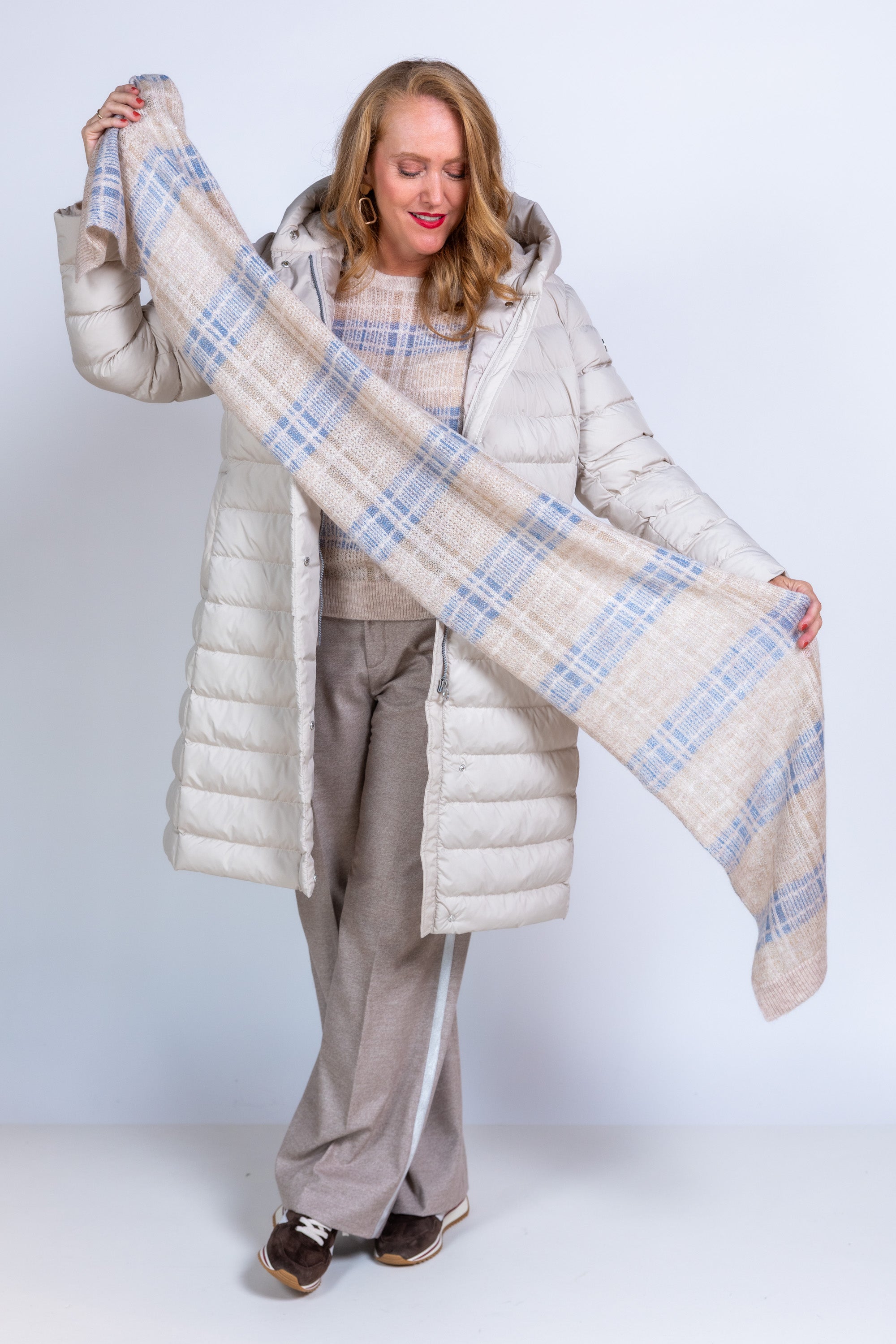 Geruite sjaal - Beige