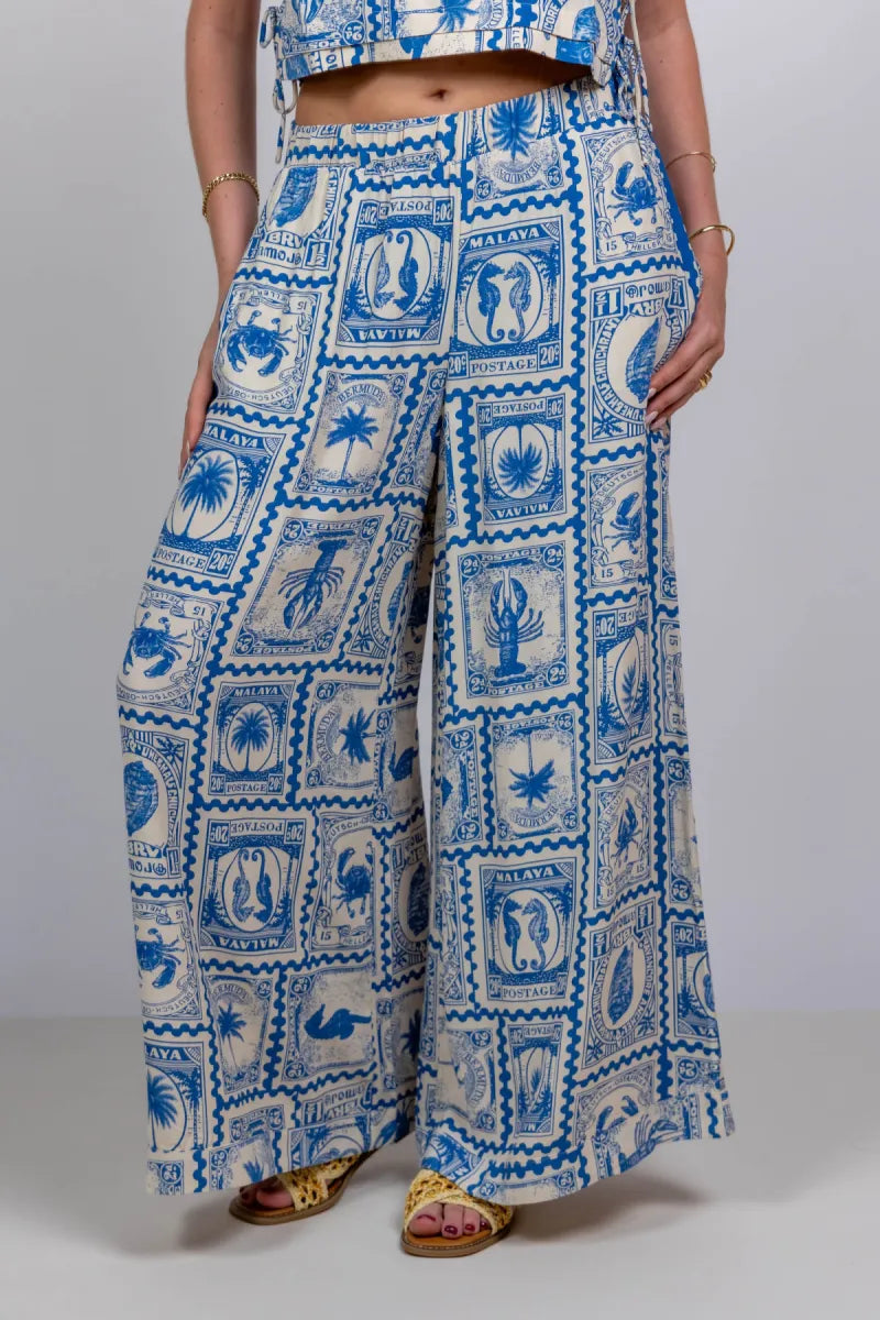 OBJECT OBJECT VIMA PANTS Wijde broek met print - French blue