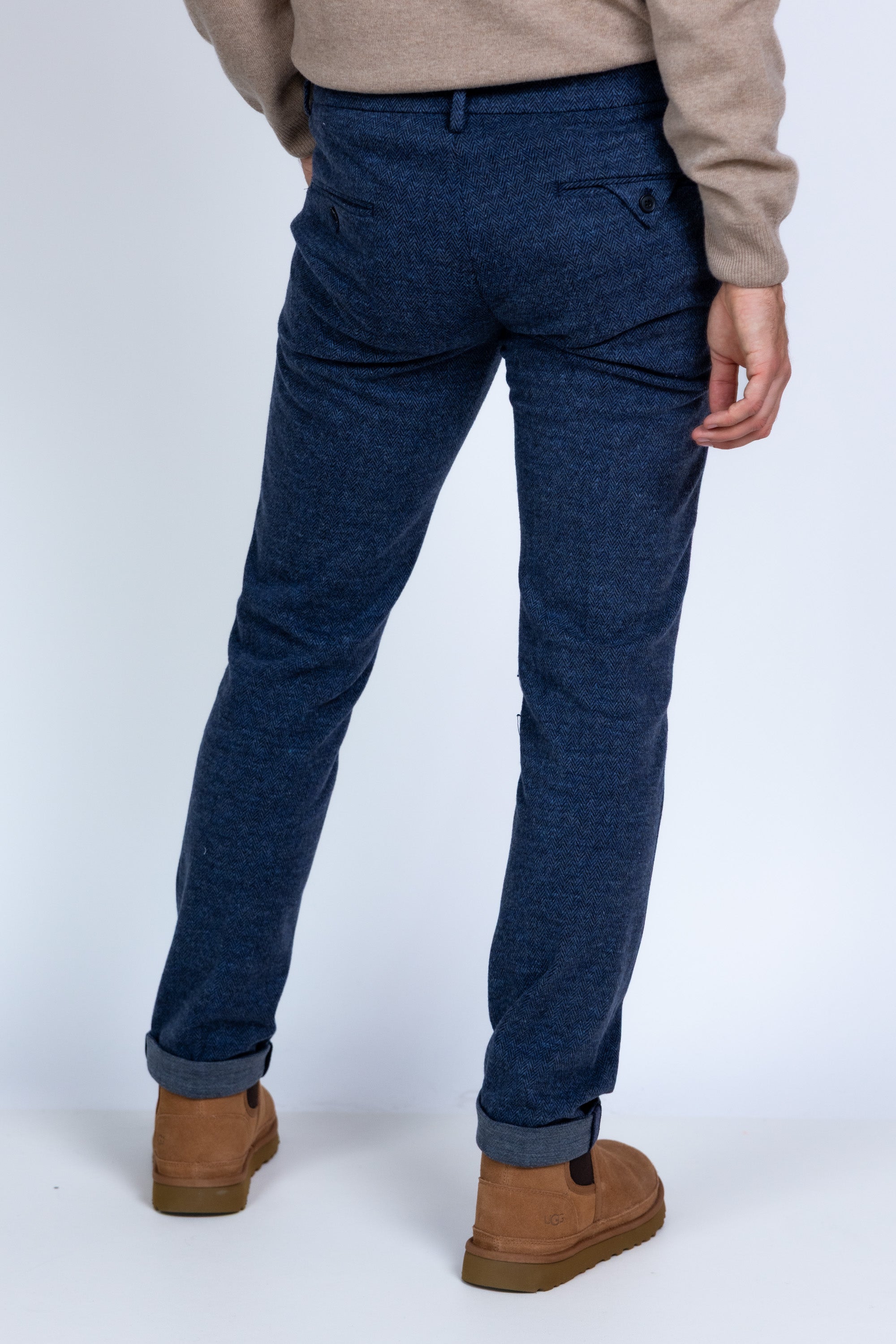 Chino met structuur - French blue