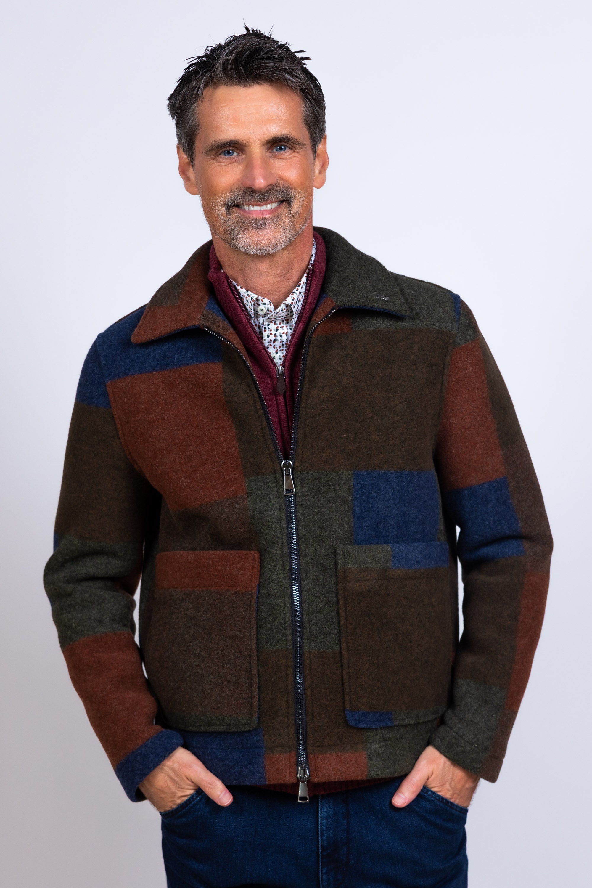 Jasje met blokpatroon - Brique