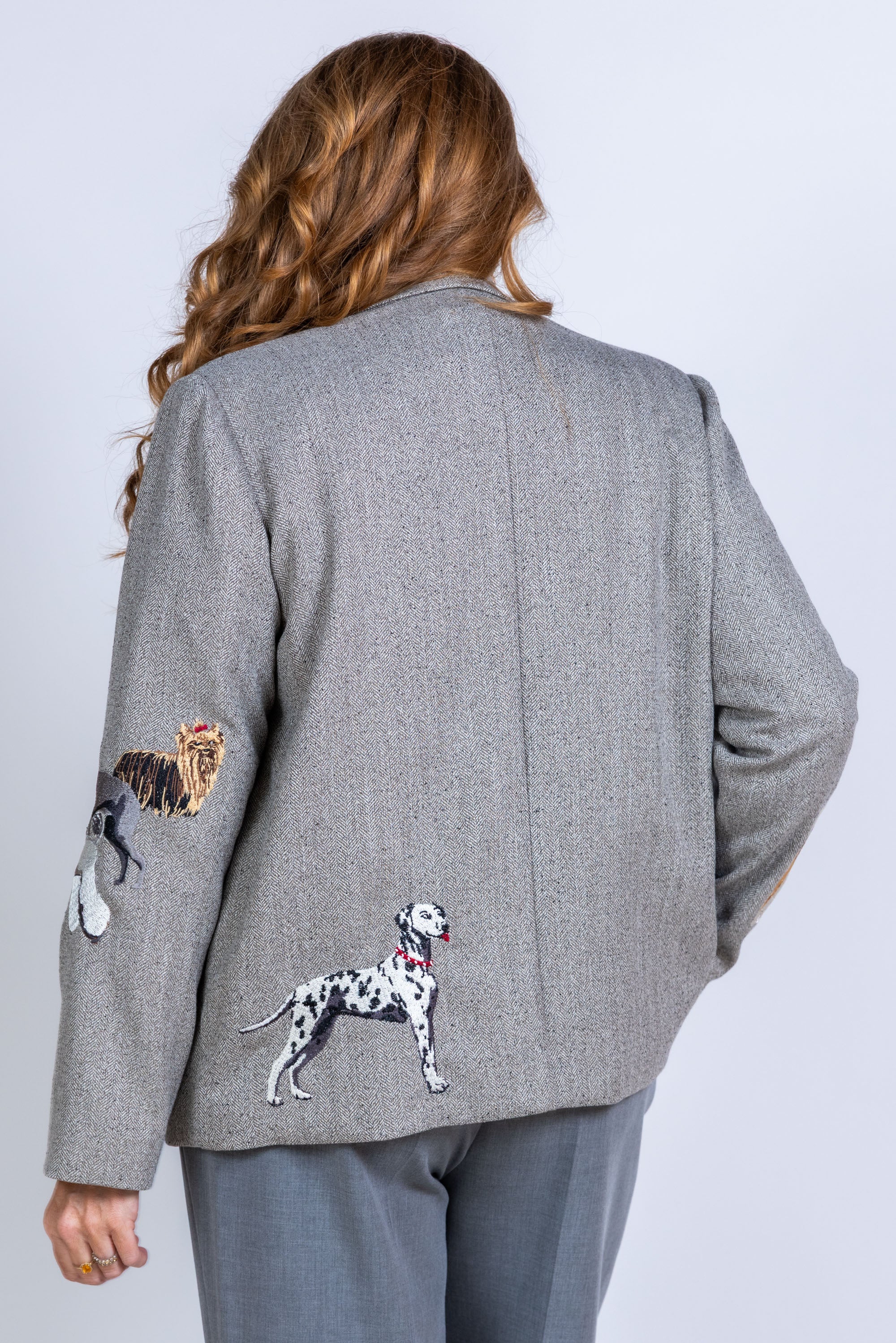 Blazer met borduursels - Middengrijs